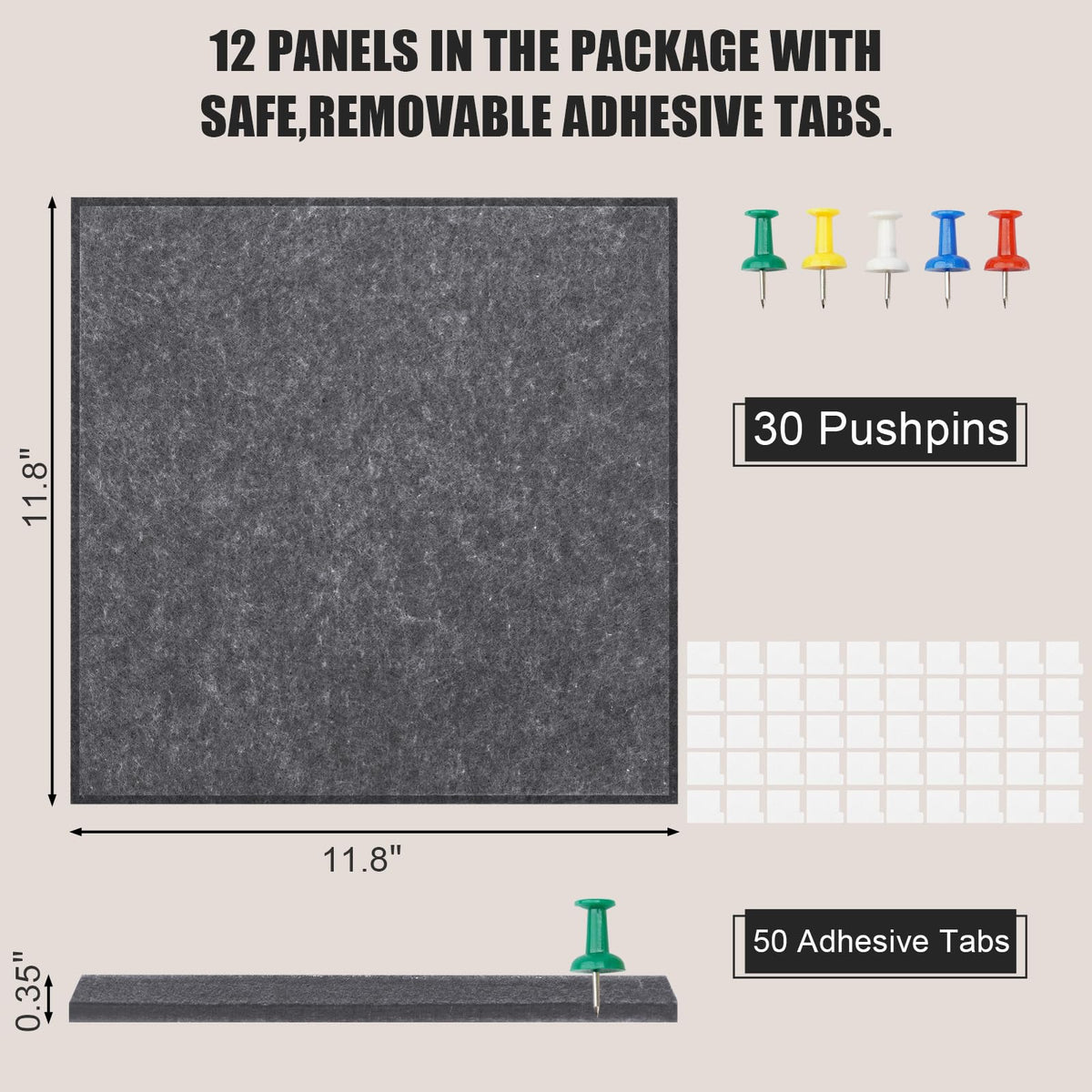 48" x 36" Felt Bulletin Board & Cork Board Alternative, Dark Gray