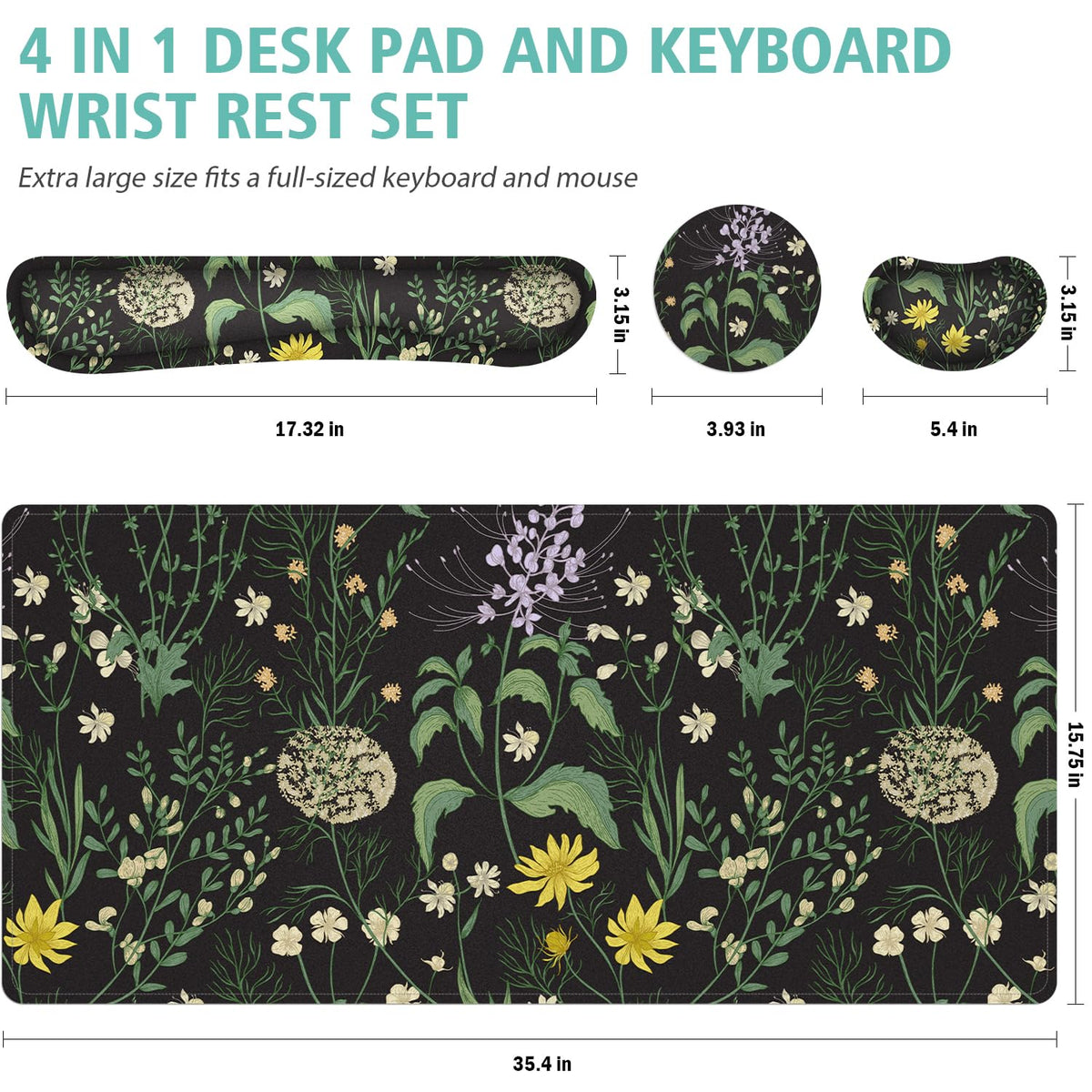 Desk Mat, Mouse Pad with Wrist Rest,4-in-1 Large Mouse Pads for Desk,Computer Ergonomic Mousepad