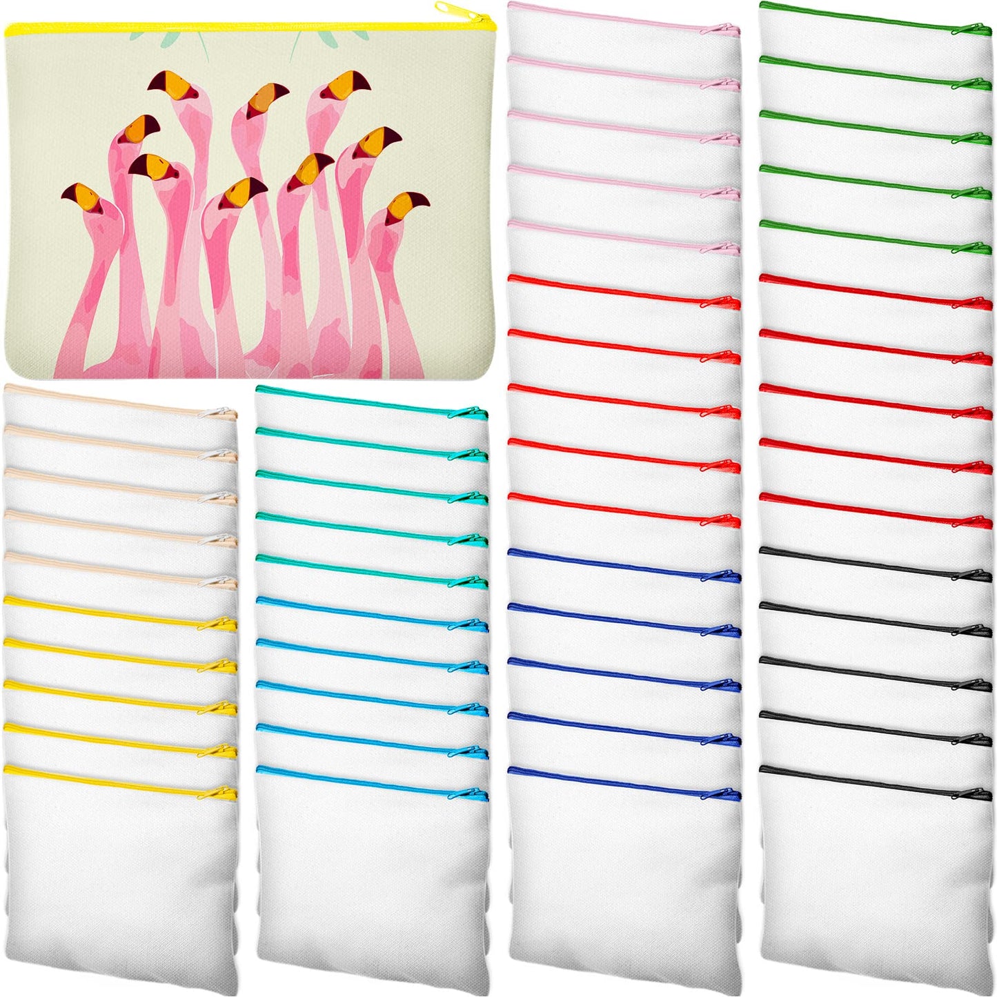 Frienda 50 Pcs Sublimation Blank Canvas Makeup Bags Bulk DIY Heat Transfer Canvas Pen Case Pencil
