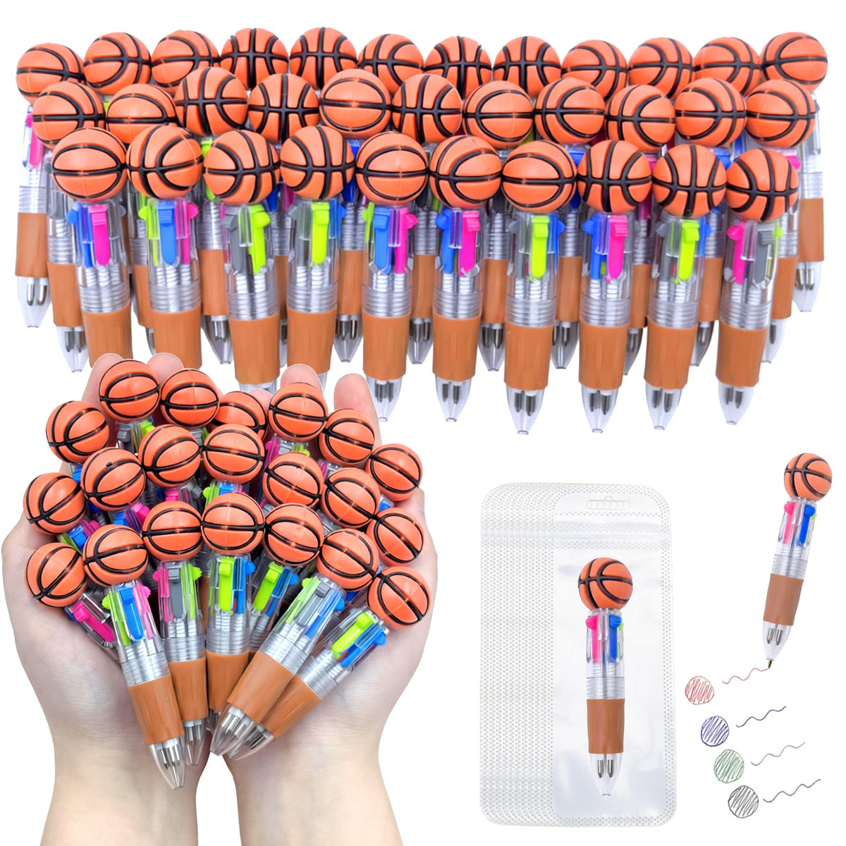 TOEMUR 100 PCS Multicolor Pen Set – 50 Cute Pens Bulk with 50 Pen Bags, Fun Pens for Party Favors