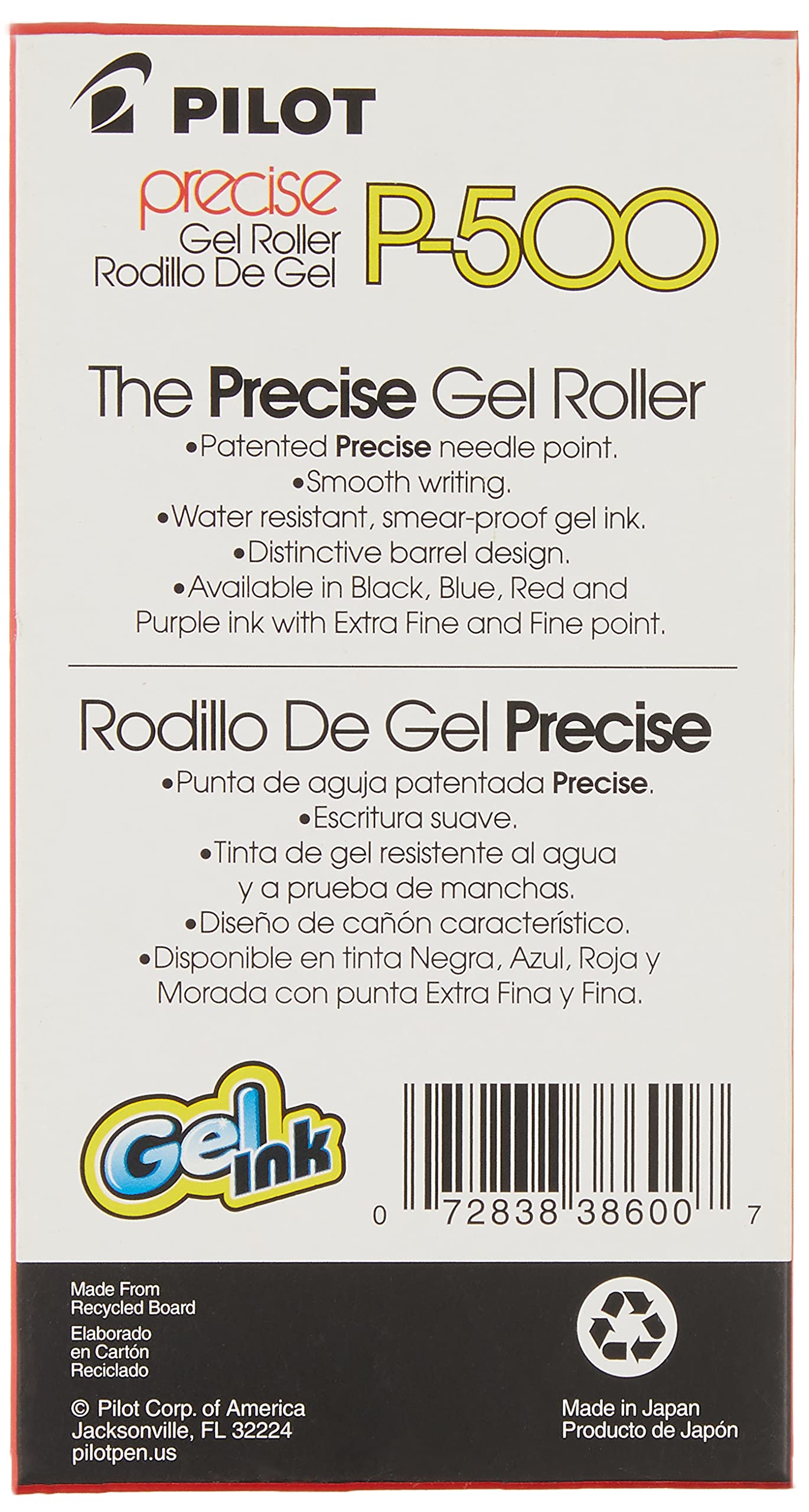 PILOT Precise P-700 Rolling Ball Stick Pens, 0.7mm, Black, 12-Pack