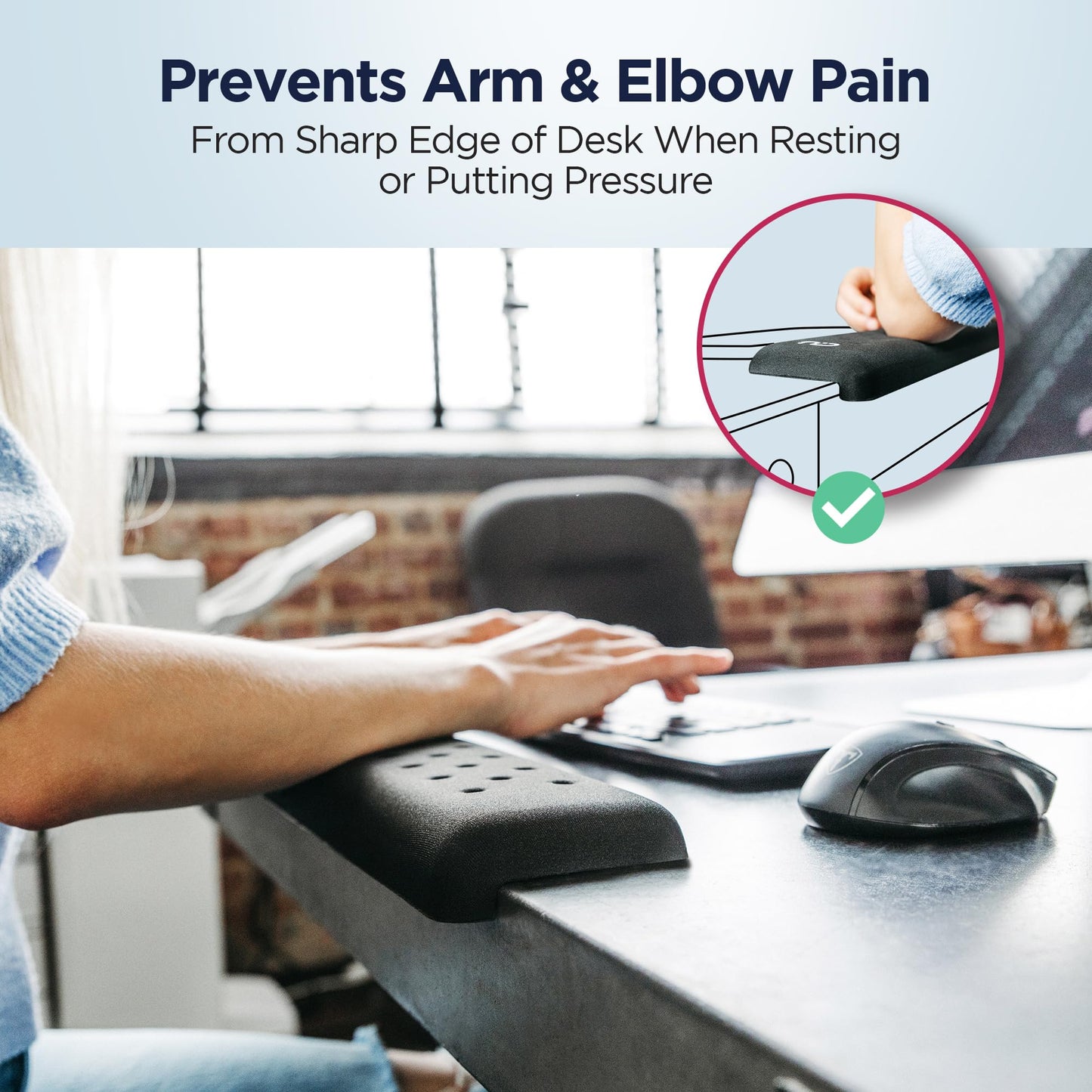 EdgeRest PostureUp L-Shaped Desk Long Wrist Rest Elbow, Forearm & Wrist Comfort Support for Table