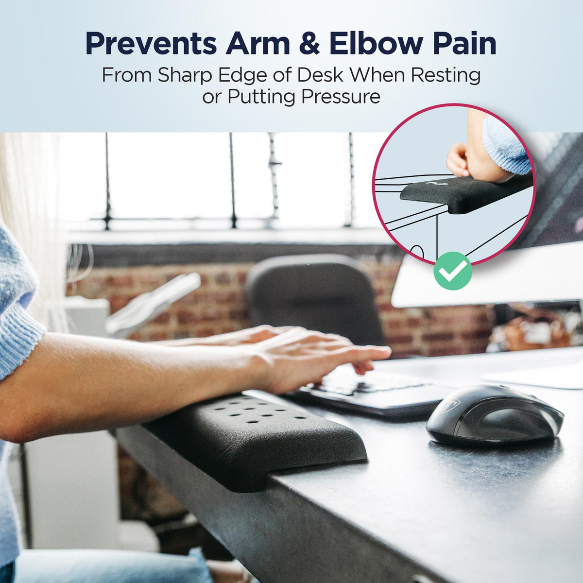 EdgeRest PostureUp L-Shaped Desk Long Wrist Rest Elbow, Forearm & Wrist Comfort Support for Table