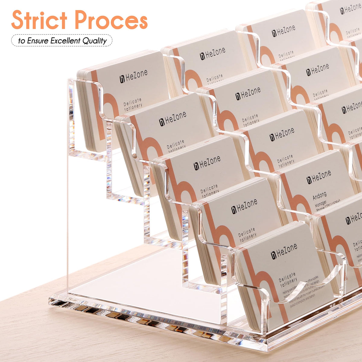 HeZone Business Card Holder for Desk Multiple Cards Display Stand Rack for Women and Men Clear