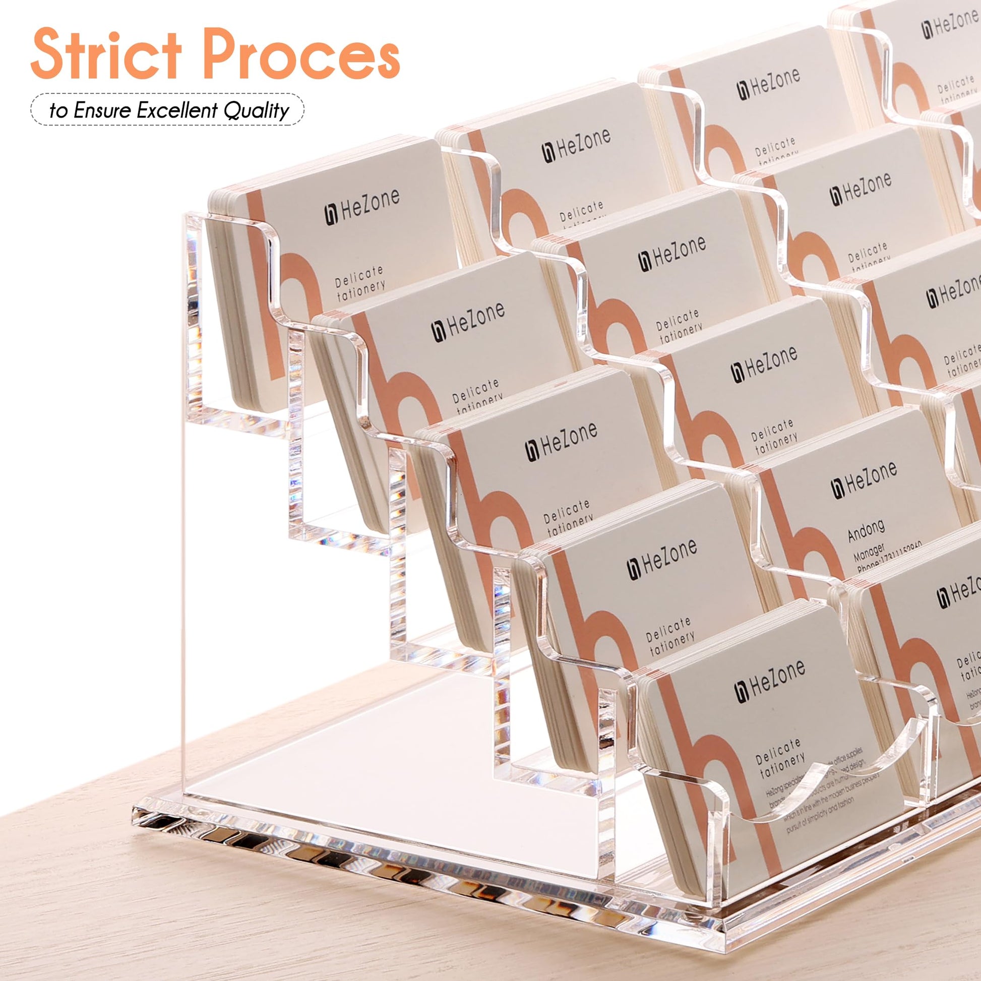 HeZone Business Card Holder for Desk Multiple Cards Display Stand Rack for Women and Men Clear