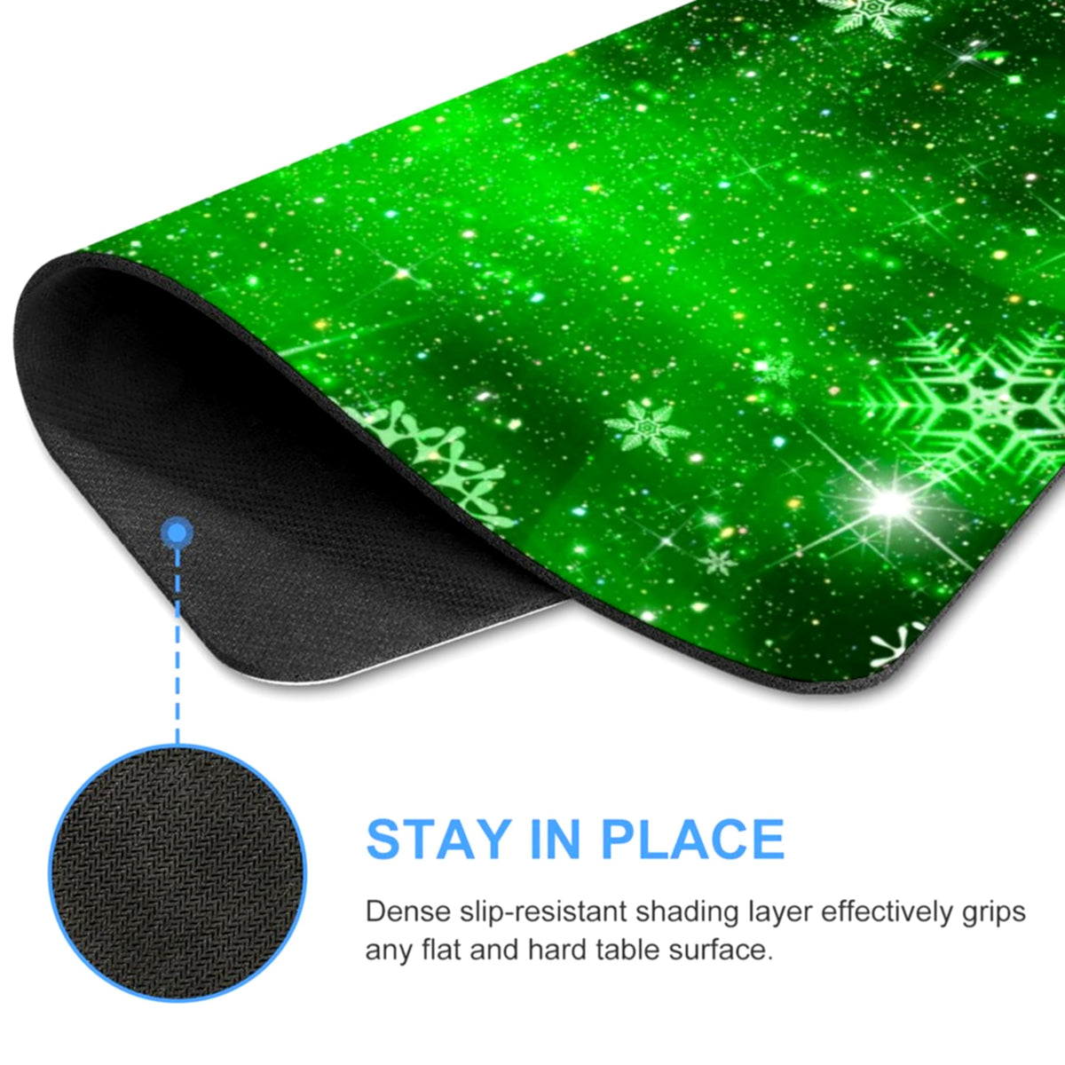 Mouse Pad Diamond Green Glitter Sparkle Mousepad Bling Desk Accessories Gaming Bling Rubber Pads