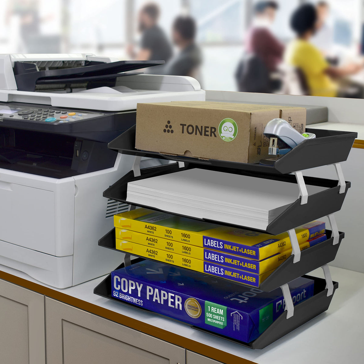 Acrimet Facility 4 Tier Letter Tray, Side Load, Letter Size/A4, Desktop File Organizer, Plastic