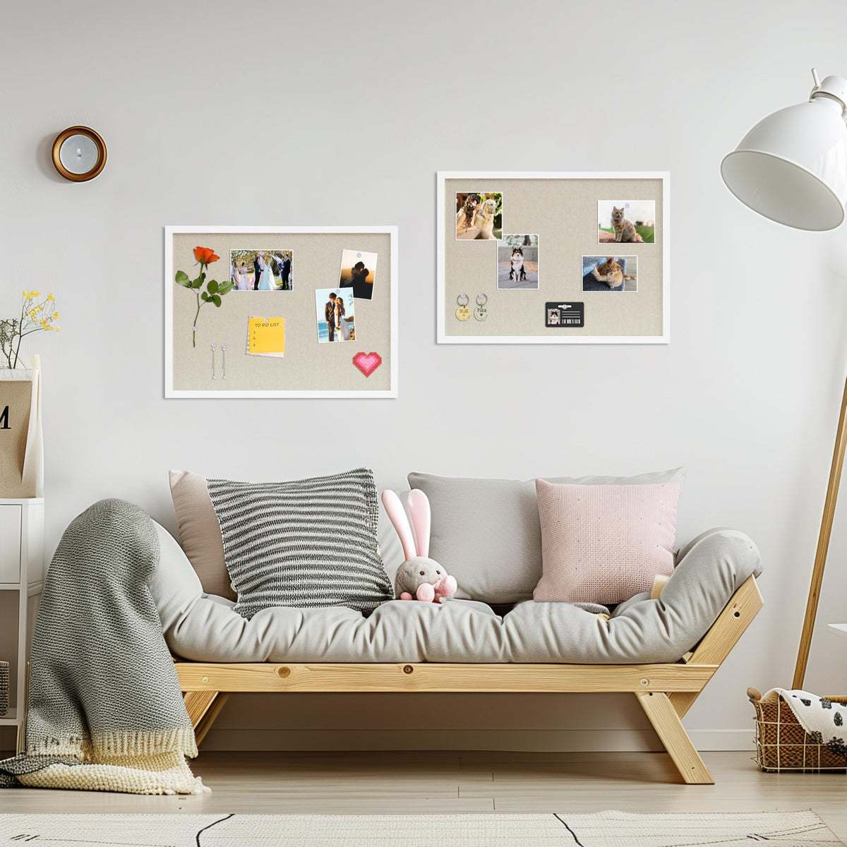 DAHAPYBOO Cork Board with Linen White 2Pack,Bulletin Board 23"x17"