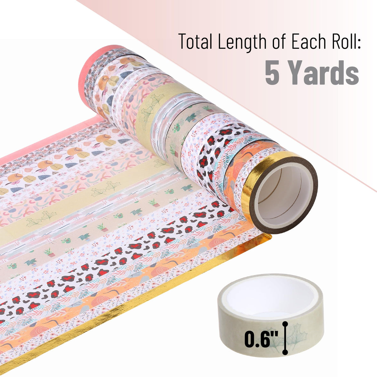 Mr. Pen- Washi Tape Set, 15 Rolls, Assorted Sizes, 5 Yards/Roll