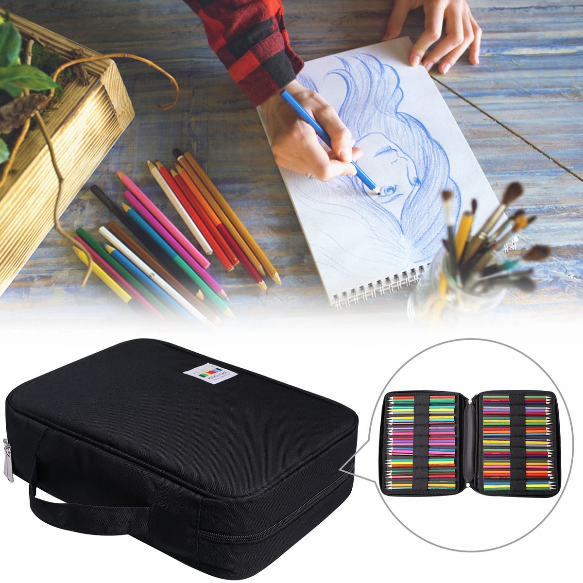 BOMKEE Large Capacity Pencil Case for Adults, 304 Slots Pen Case Pencil Case Multi Compartments