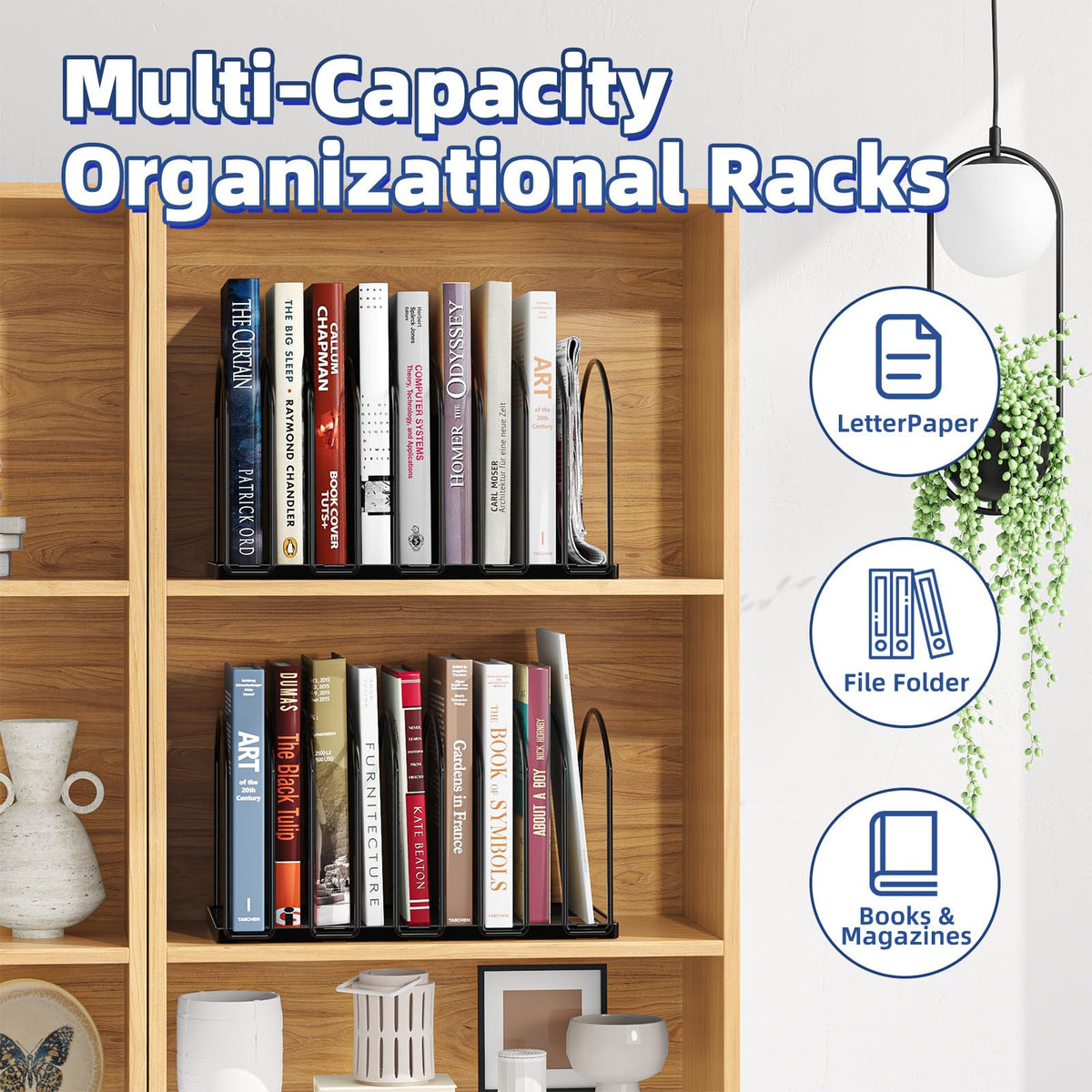Simple Trending Desk File Sorter Organizer, 9 Section File Rack, Black