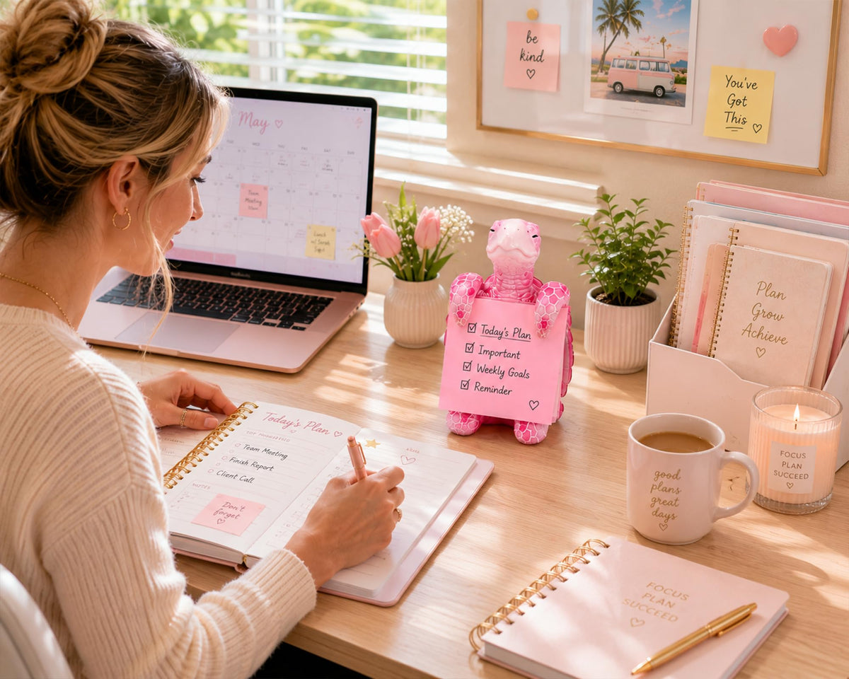 HORTIX Sea Turtle Pop-Up Sticky Note Dispenser for 3 x 3 in Notes, Pink