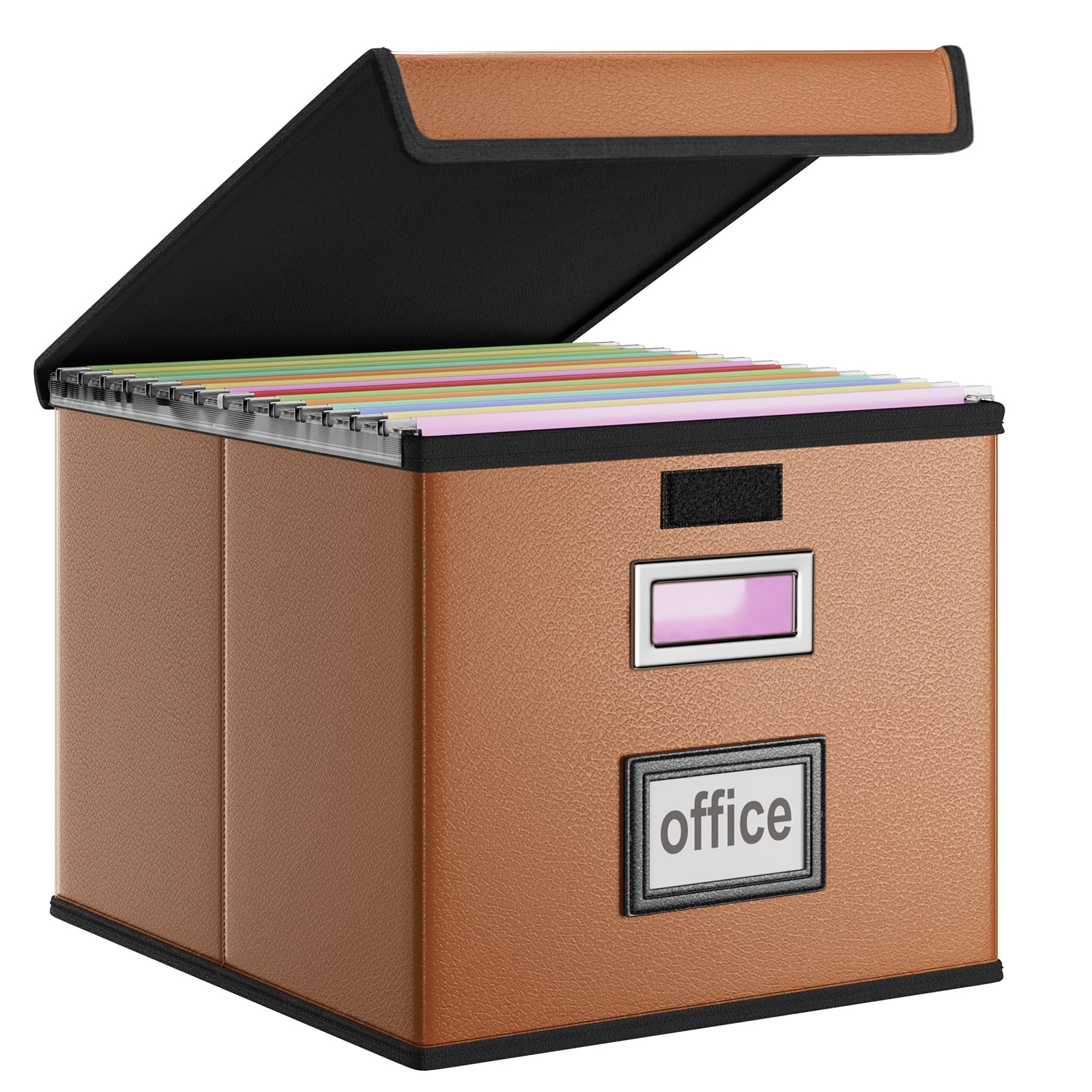 Huolewa File Organizer Box with Lids, Collapsible File Folder Organizer
