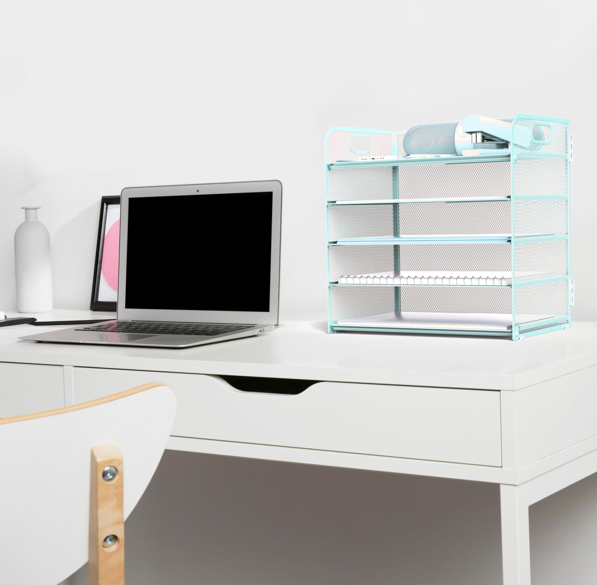 Letter Tray Paper Organizer 5-Tier Desk Organizer File Organizer Paper Holder with Handle, Metal