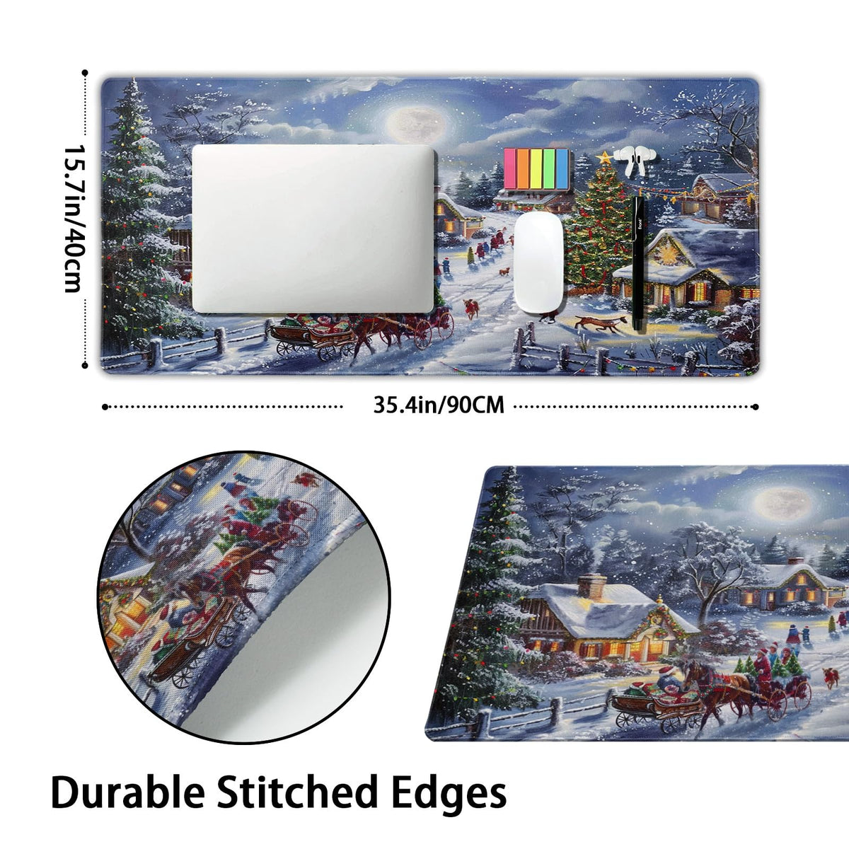 Christmas Gaming Mouse Pad XXL Xmas Tree Deer Snowflake Extended Winter Holiday Large Mat Mousepad