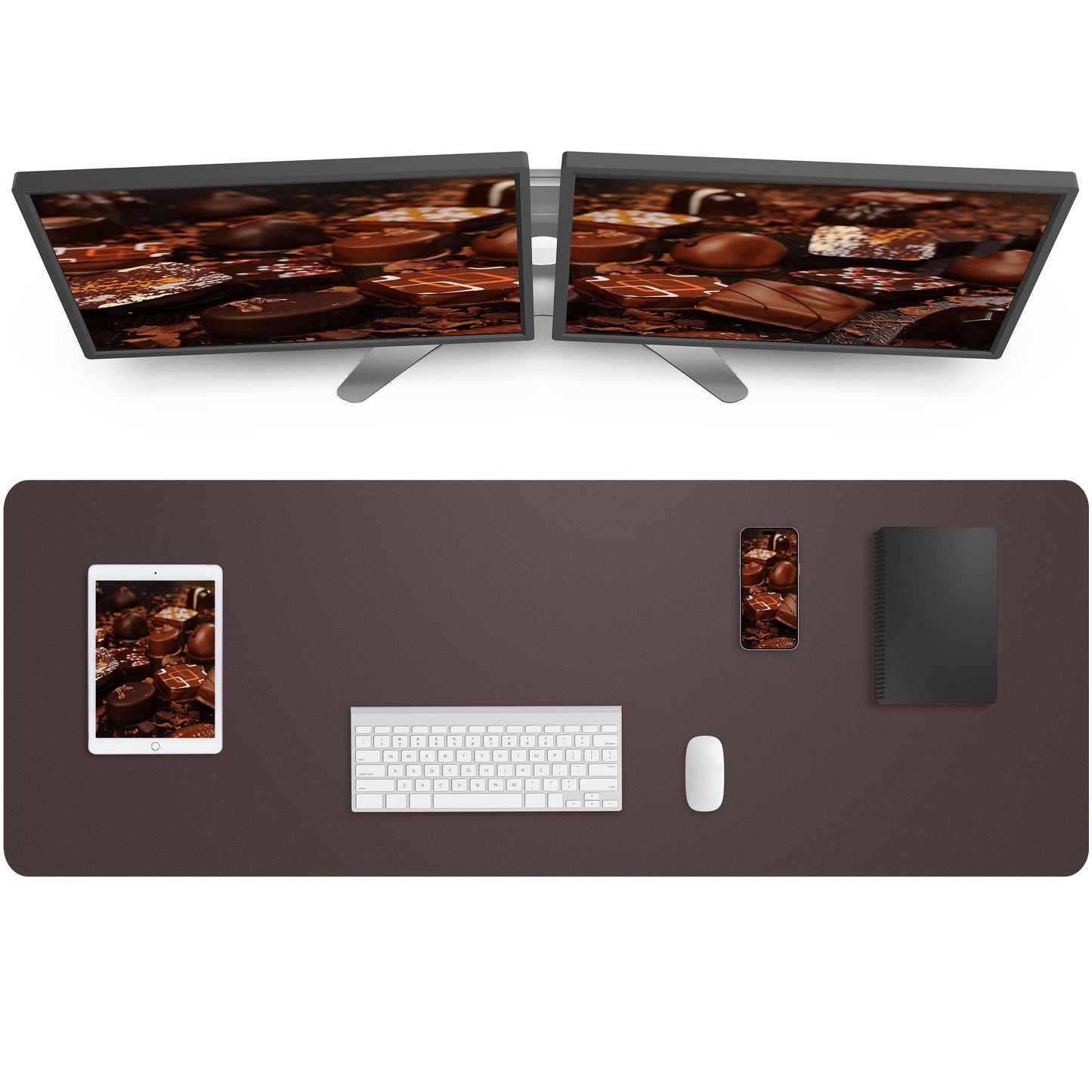 AFIING Leather Desk Pad Protector,Mouse Pad,Office Desk Mat, Non-Slip PU Leather Desk Blotter,Large