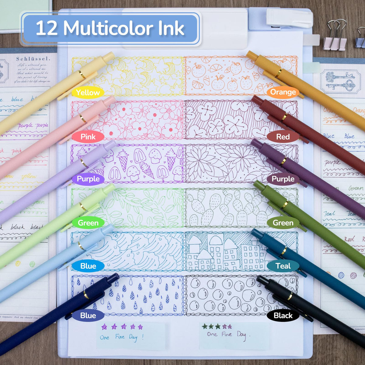 YOXMJDB 12 Pcs Color Pens for Journaling 0.5mm Fine Point Colored Gel Ink Pen, Smooth Writing