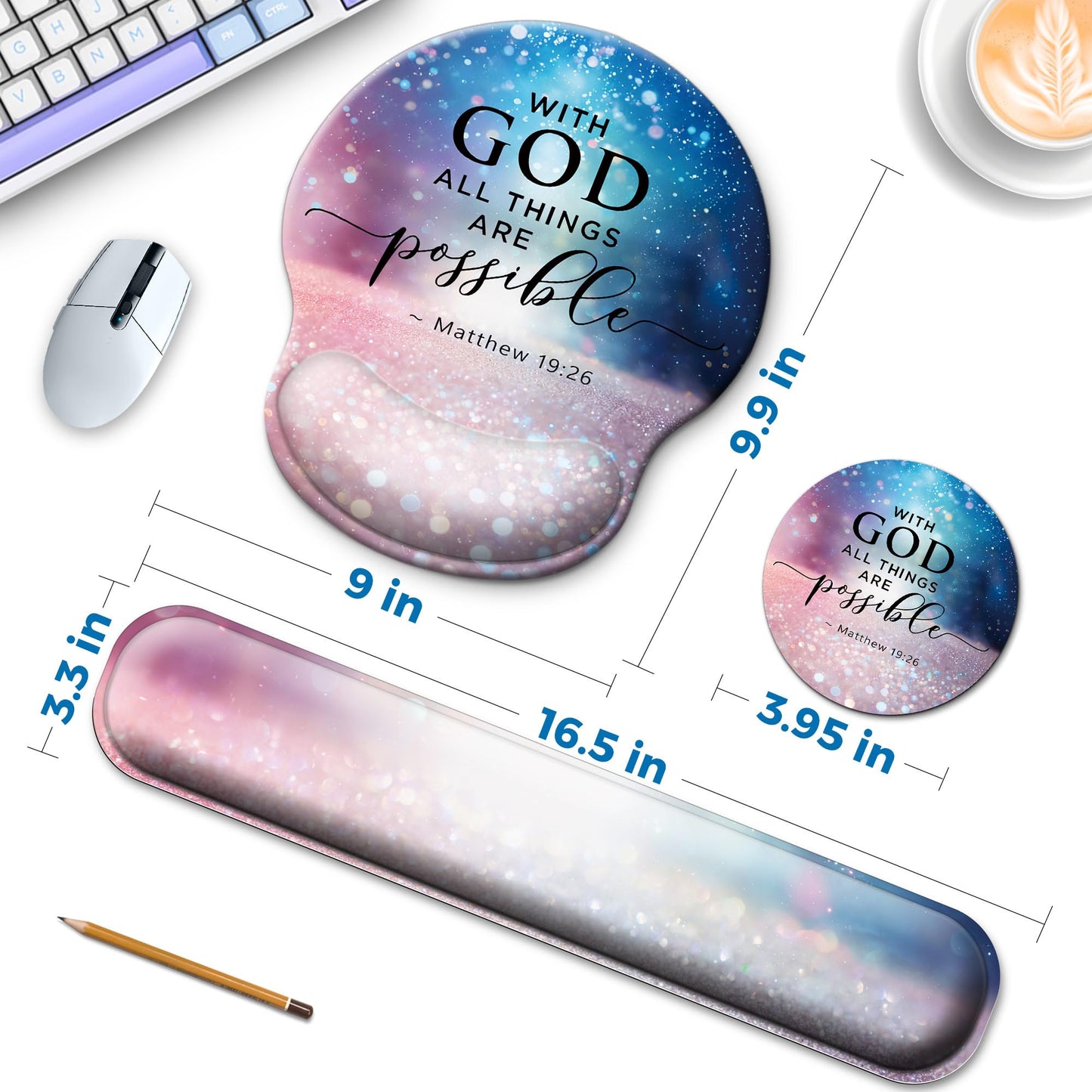 Wiabsi Mouse Pad and Keyboard Wrist Rest Support,Ergonomic Mouse Pad Set