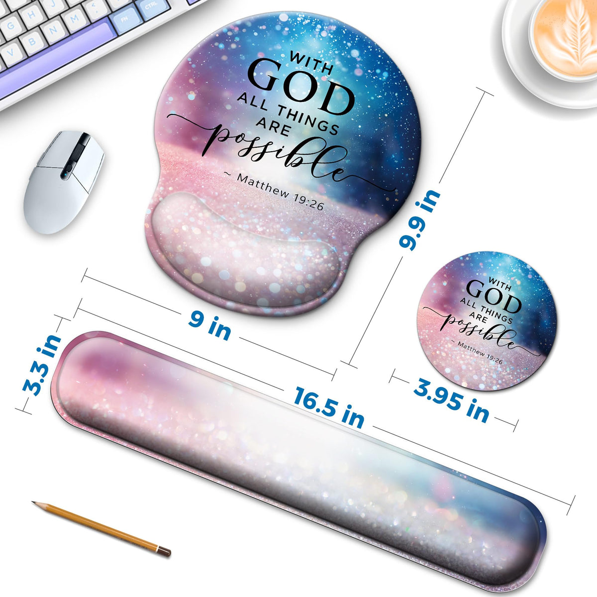 Wiabsi Mouse Pad and Keyboard Wrist Rest Support,Ergonomic Mouse Pad Set