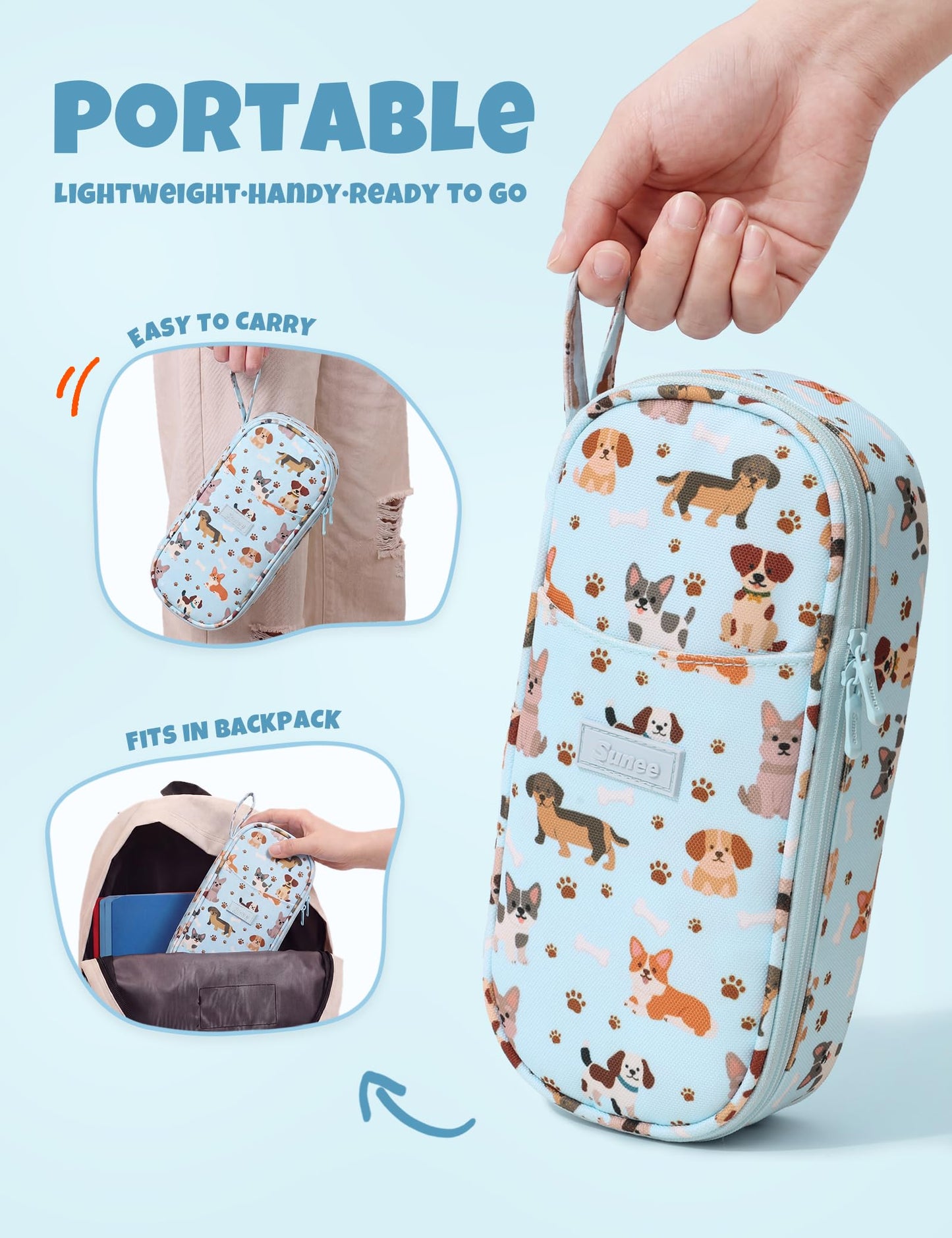 SUNEE Cute Pencil Case, Large Pencil Pouch, Aesthetic Big Pencil Bag with Zipper, Kawaii Stationery