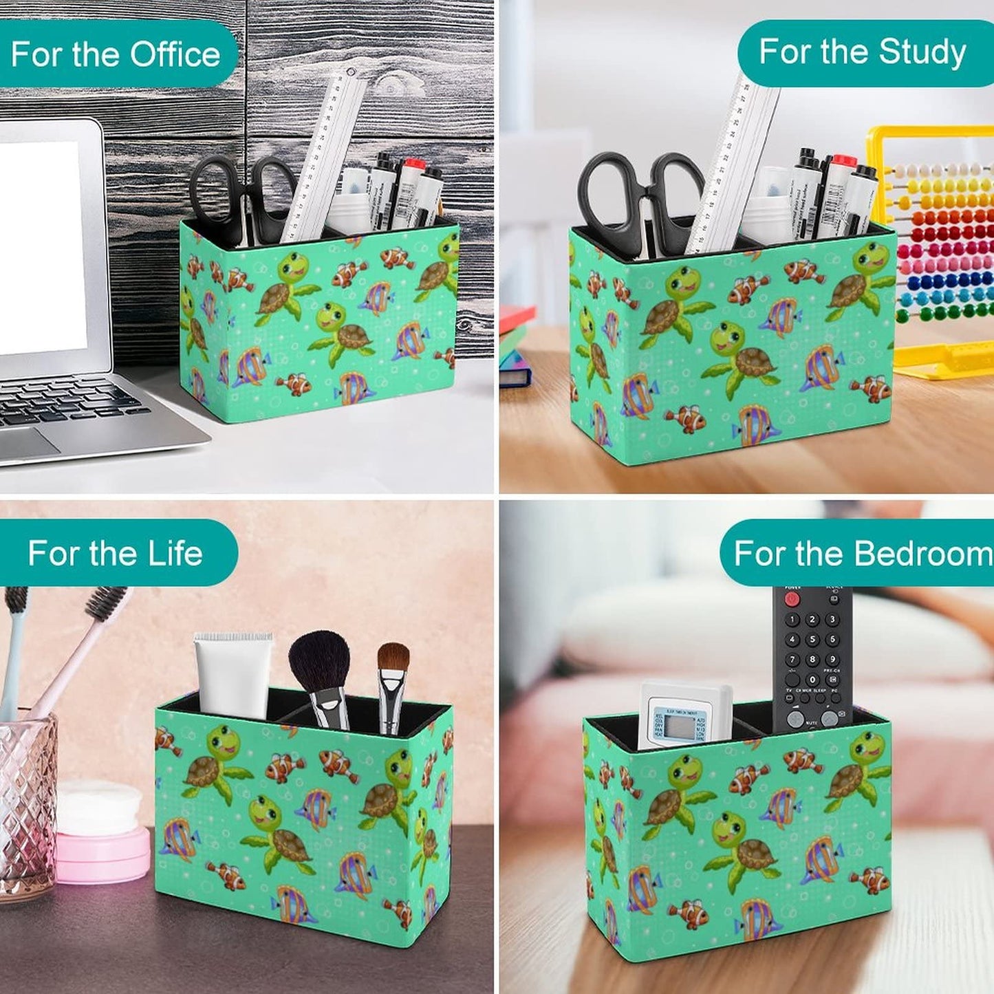 Niapessel Pencil Holder for Desk, Tropical Fish And Turtle Pen Holder Storage Desktop Pen Organizer