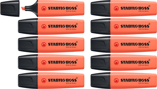 Highlighter - STABILO BOSS ORIGINAL Pastel - Pack of 10 - Mellow Coral Red