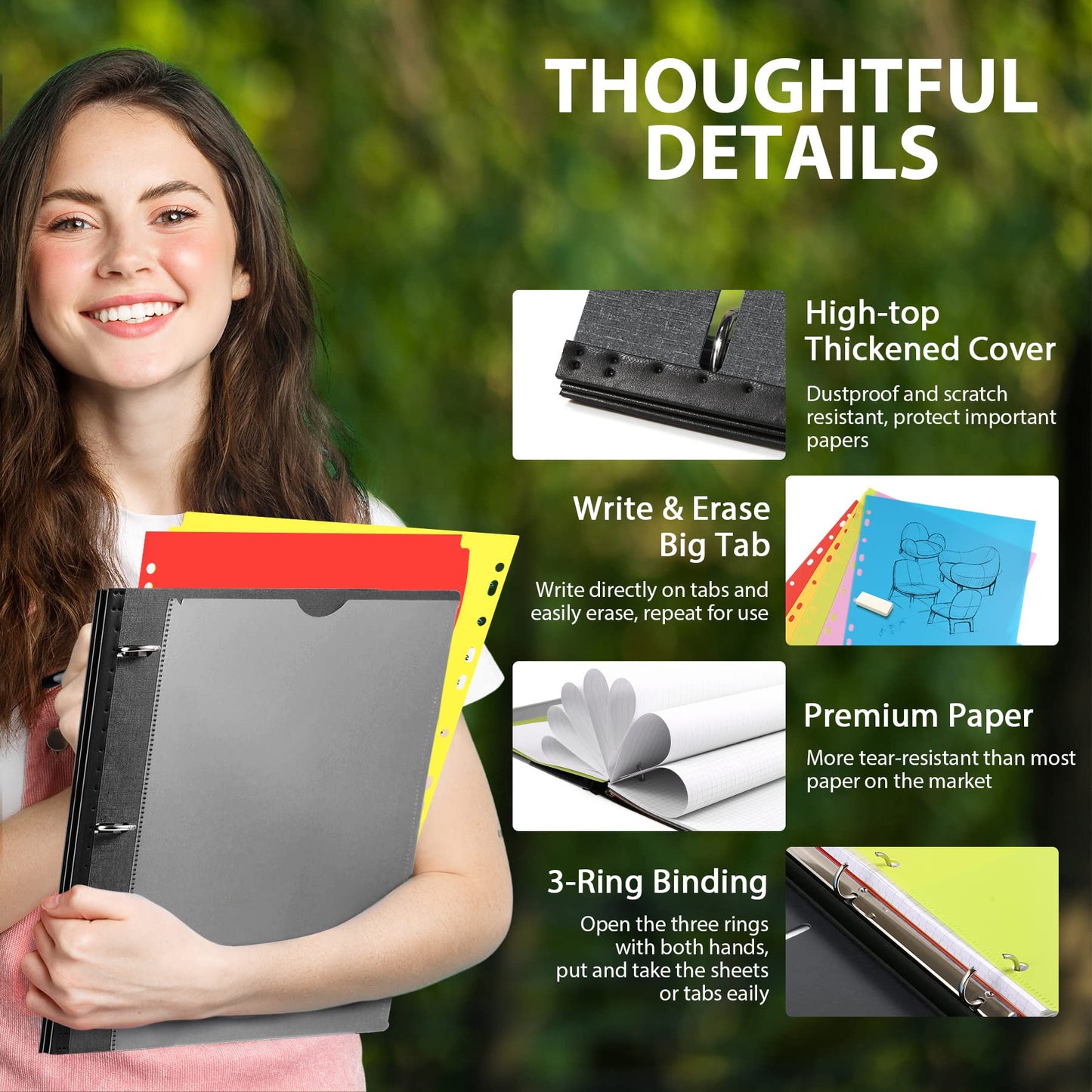 WOT I 2-Pack Telescoping 3 Ring Binder Notebooks, Black