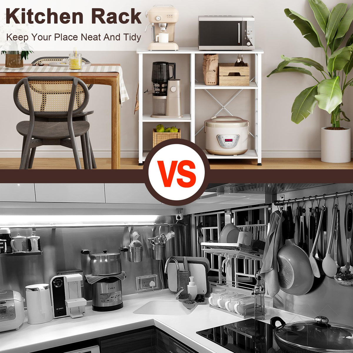 soges Kitchen Standing Baker's Rack, Utility Microwave Oven Stand, Multi-Layers Kitchen Storage