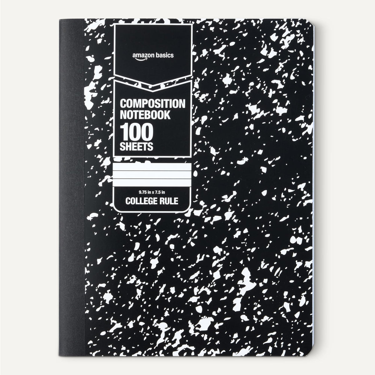 Amazon Basics Composition Notebook, College Ruled, 100 Sheets, 9.75" x 7.5", Marble Black, with