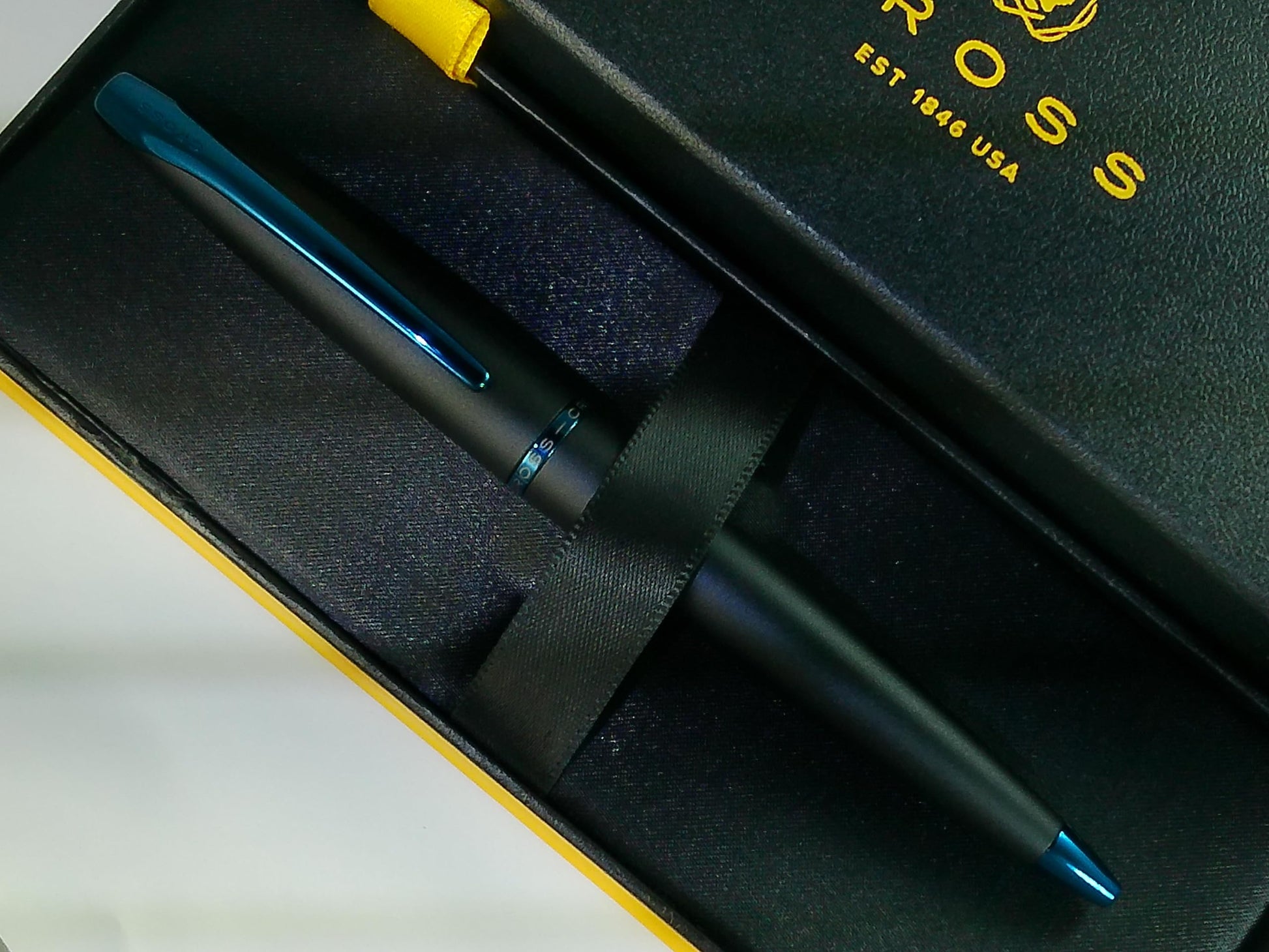 Cross ATX Refillable Special Edition Basalt black Ballpoint Pen signature blue PVD clip, finial