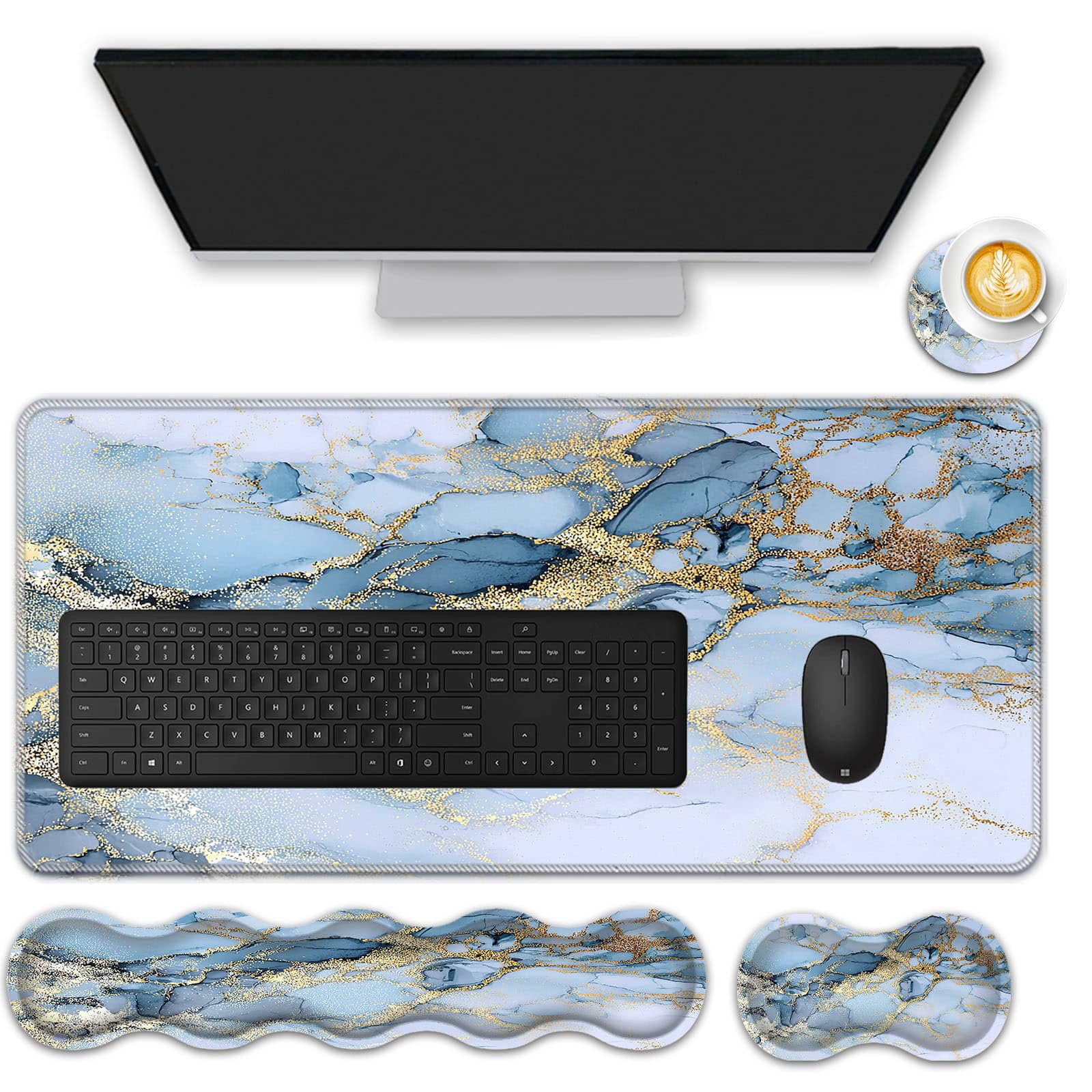 FGDRFGRW Mouse Pad Set,(31.5×11.8 in) Desk Pad + Keyboard Wrist Rest Support + Mouse Wrist Rest +