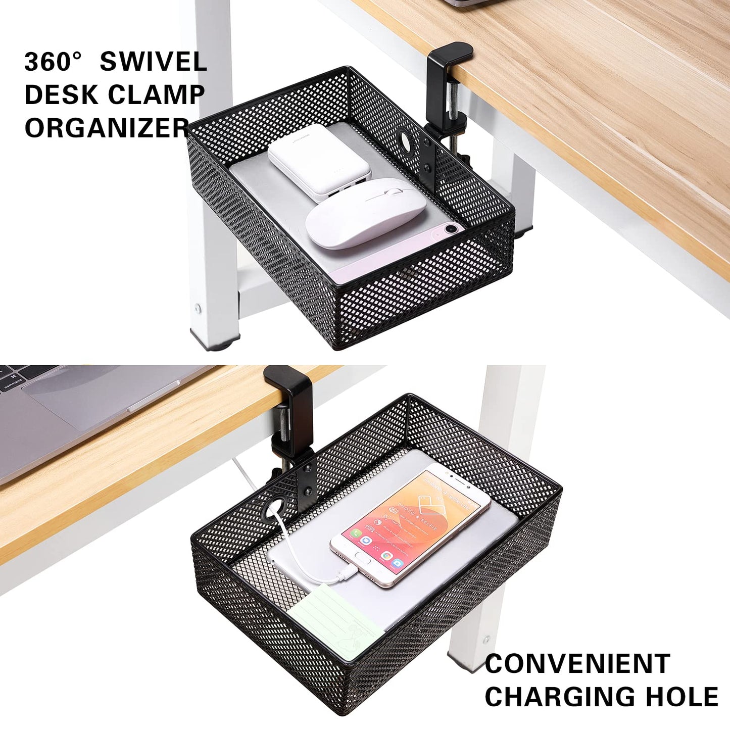 Under Desk Drawer, Clamp on Desk Organizer Hanging Desk Storage Under Table