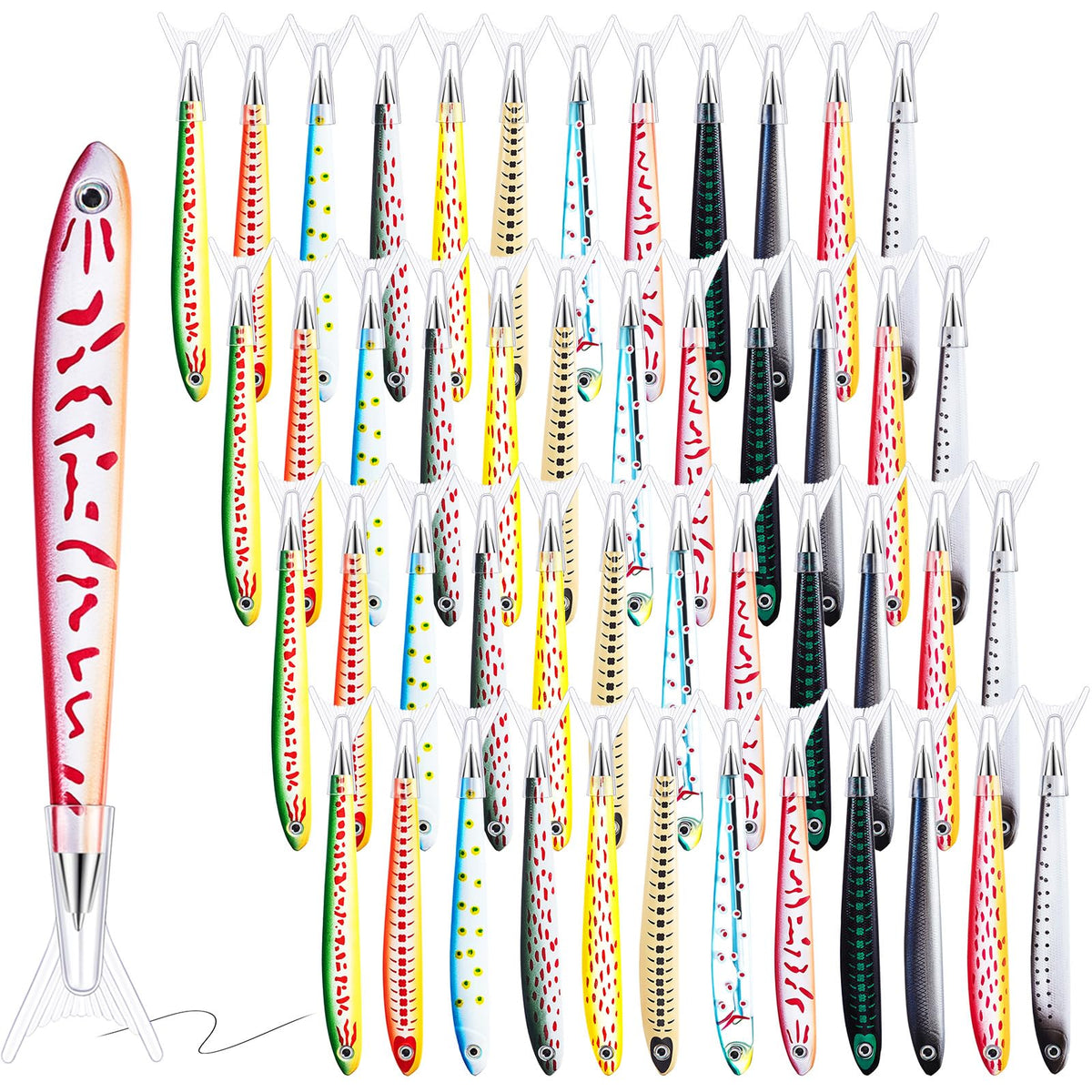 Outus 50 Pieces Fish Pens Fishing Birthday Party Favors Decoration Writing Ballpoint Pens for