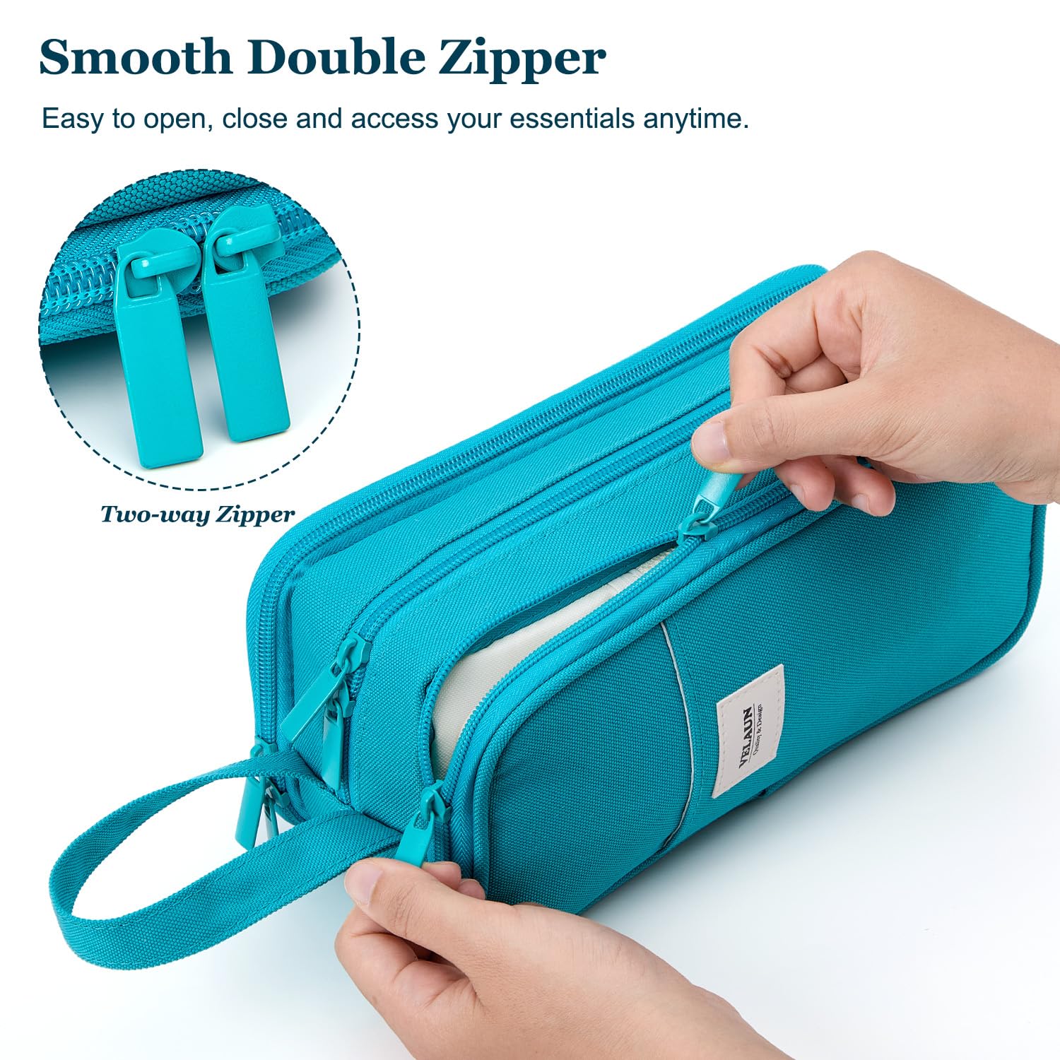 VELAUN Pencil Case Pouch, Large Capacity Pencil Box Bag, Aesthetic Pen Organizer for School
