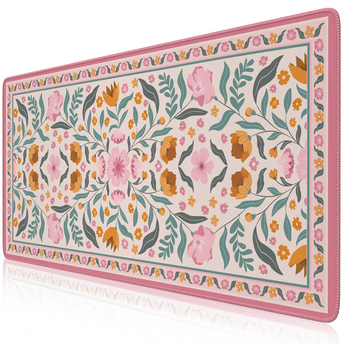 iLeadon Desk Protector Pad Mat Pink, Large Floral Mouse and Keyboard Pad
