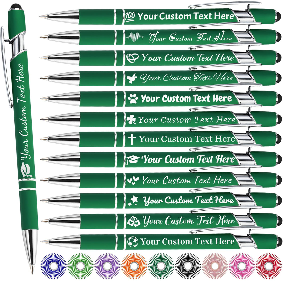 Personalized Pens with Name, Custom Pen Customized, 0.5 mm Engraved Ballpoint Pens Bulk with Logo