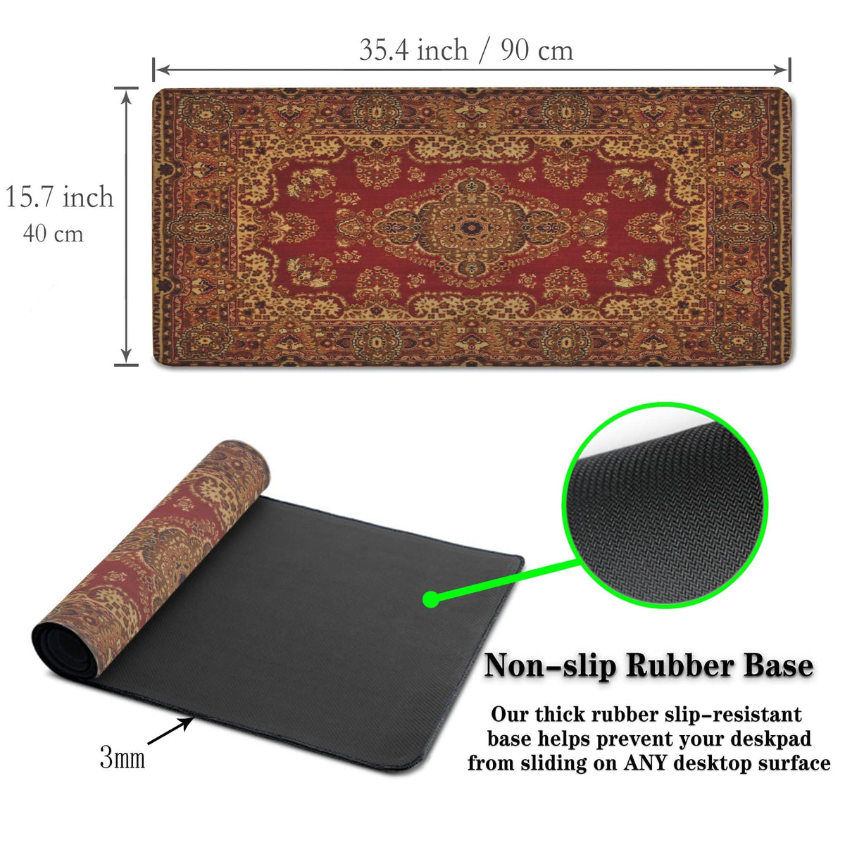 Samgula Gaming Mouse Pad Retro Boho, Large Mousepad Office Desk Mat, Work Desk Mat Non-Slip Rubber