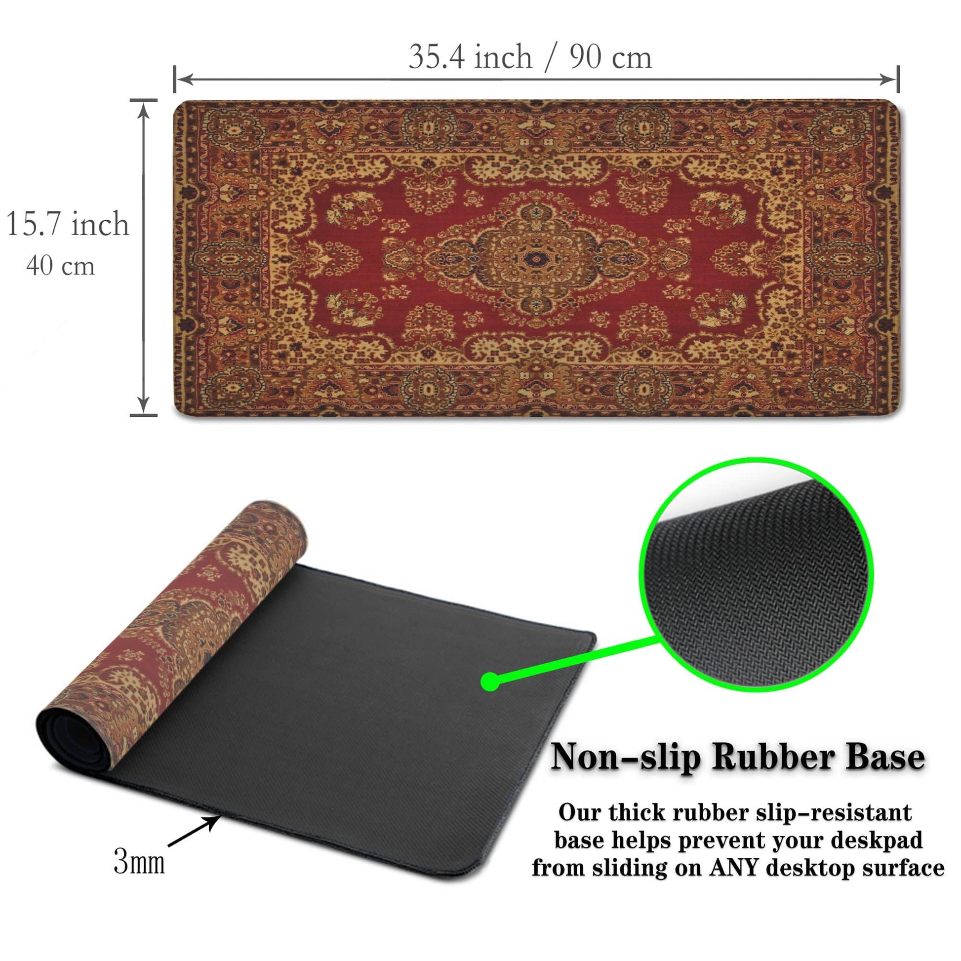 Samgula Gaming Mouse Pad Retro Boho, Large Mousepad Office Desk Mat, Work Desk Mat Non-Slip Rubber