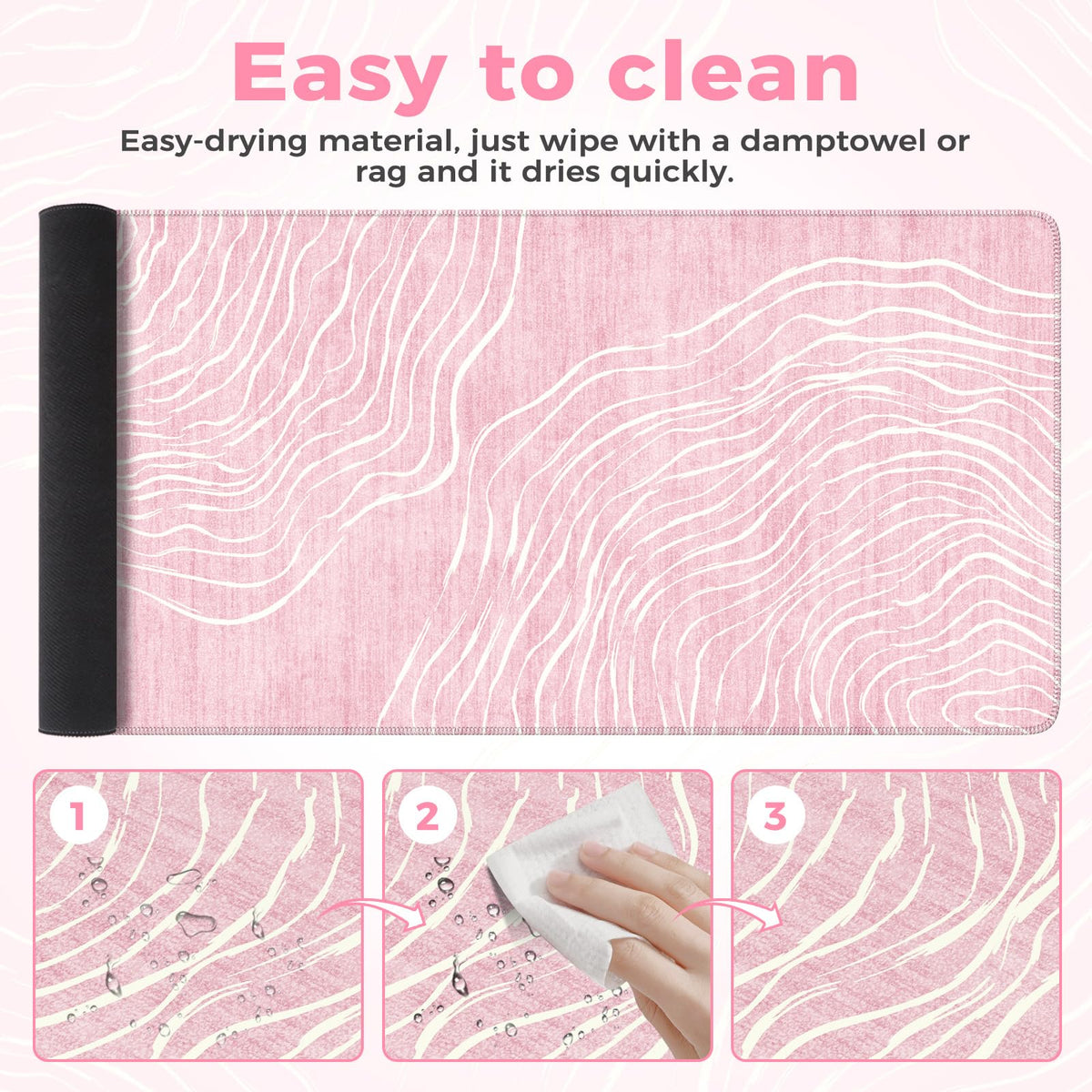 iCasso Large Desk Mat Pink,Big Mouse Pad with Stitched Edges