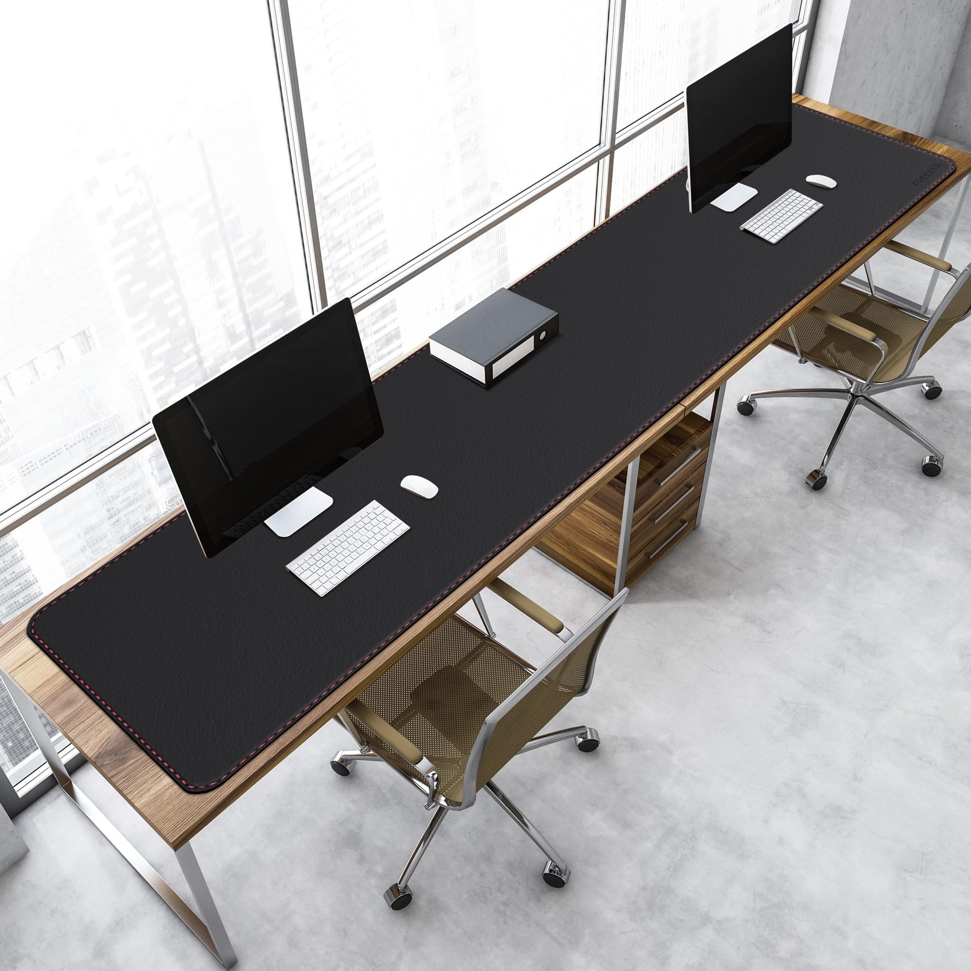 ZORESYN Large PU Leather PU Leather Desk Pad 74.8x19.7inch Black