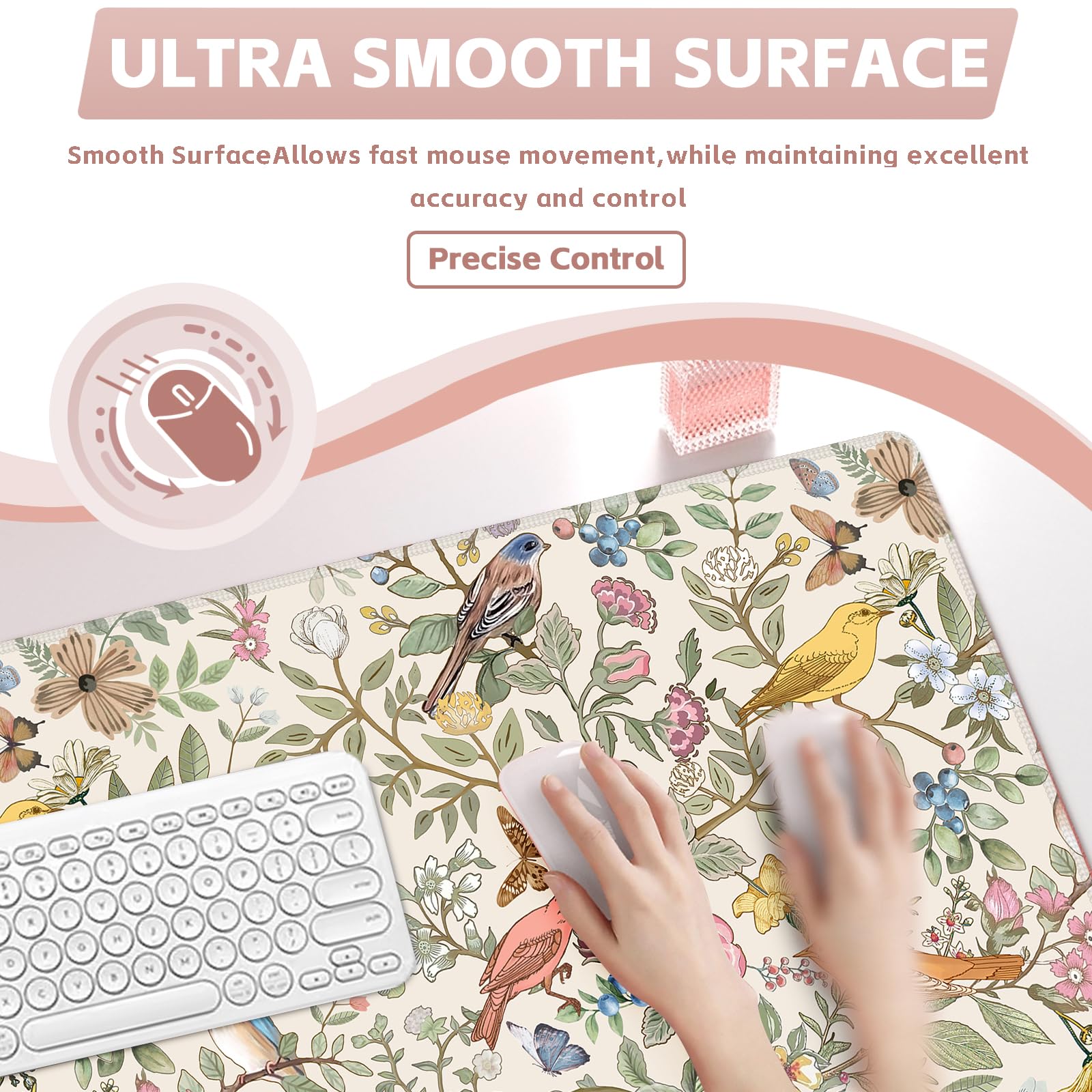 Baziabbo Cute Desk Mat,XXL Extended Big Mouse Pad,Gaming Mousepad with Stitched Edge,Non-Slip