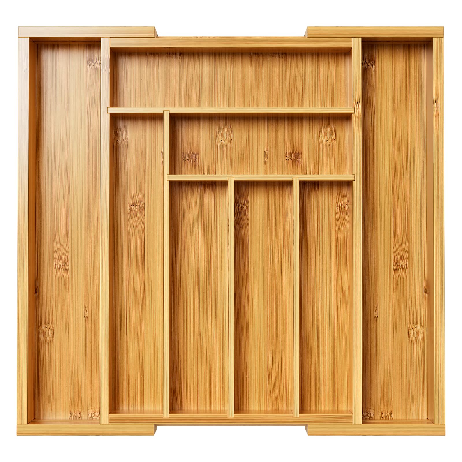 Pipishell Bamboo Expandable Drawer Organizer for Utensils Holder, Adjustable Cutlery Tray, Wood