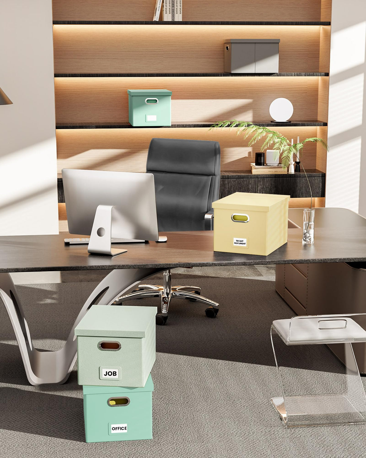 2 Pack File Storage Organizer, Portable File Box with Lid, Fit for Letter/Legal File Folder