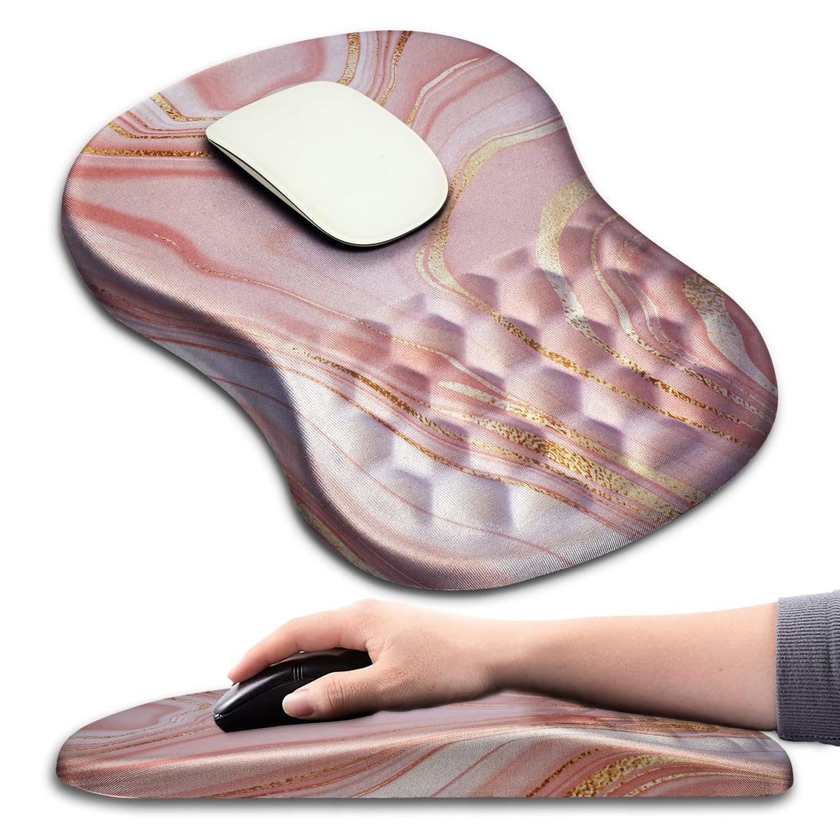 Hokafenle Ergonomic Mouse Pad Wrist Support with Massage Design, Wrist Rest Pain Relief Mousepad