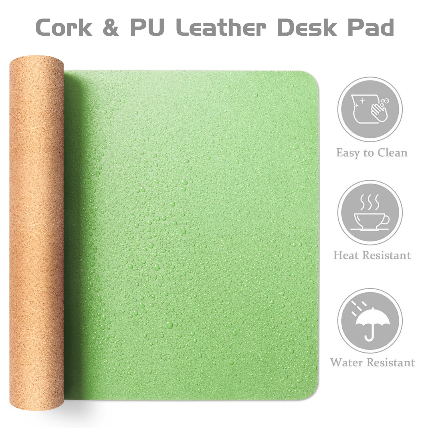 Aothia Double-Sided Desk Pad, 37.8"x17" Leather Desk Mat, Eco Cork Desk Pad Protector,Large Mouse