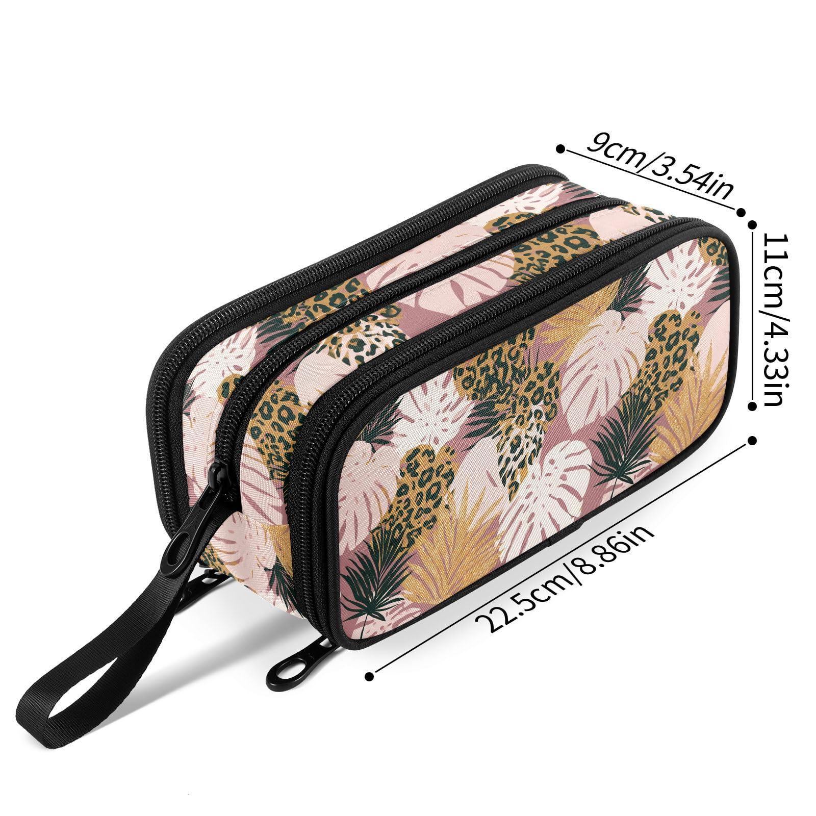 Fustylead Exotic Plants Nylon Pencil Bag Large Storage Pouch Pen Case Makeup Bag Simple Stationery