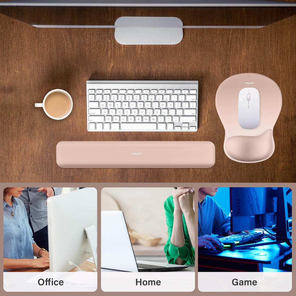 MOSISO Wrist Rest Support for Mouse Pad & Keyboard Set, Nude