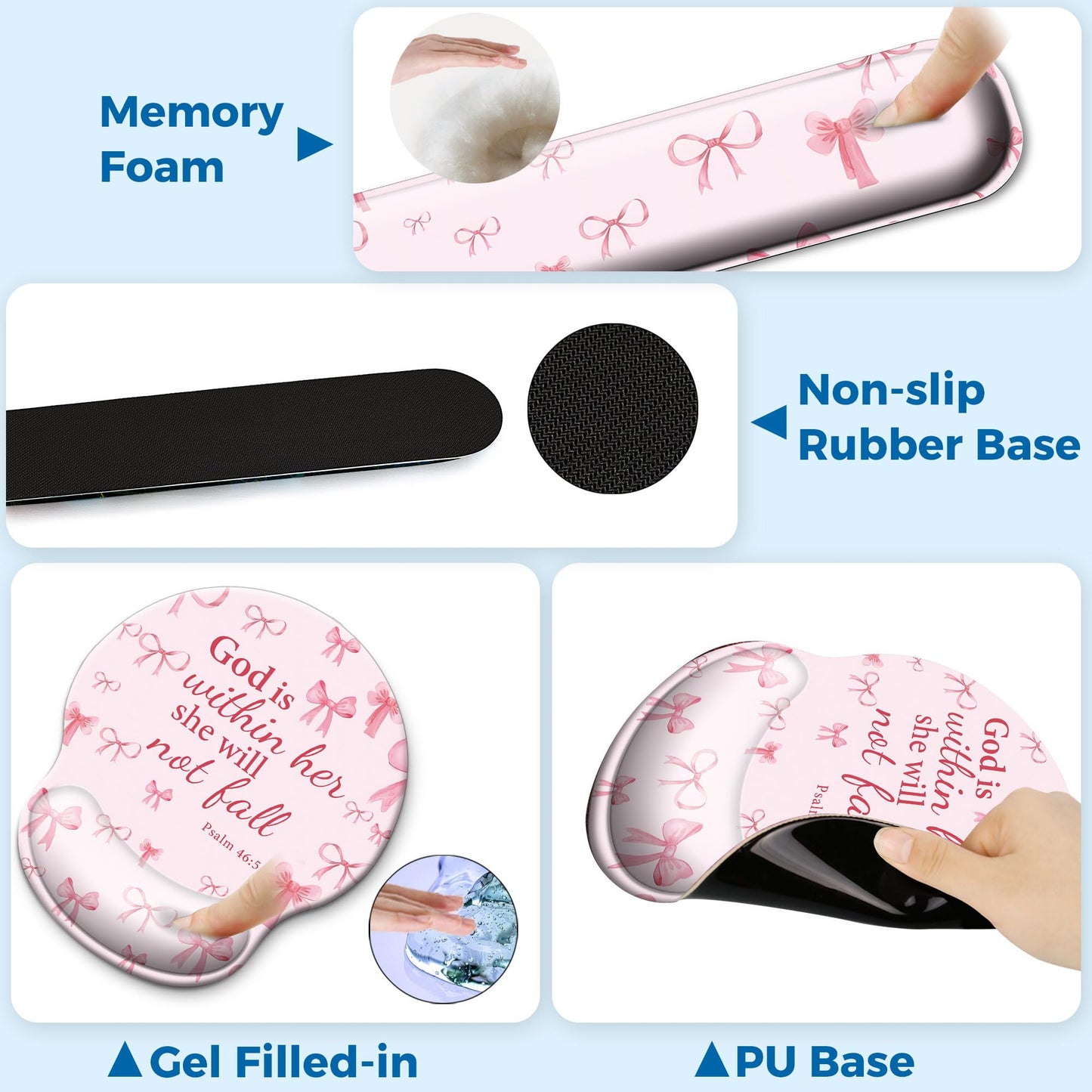 Wiabsi Mouse Pad and Keyboard Wrist Rest Support,Ergonomic Mouse Pad Set
