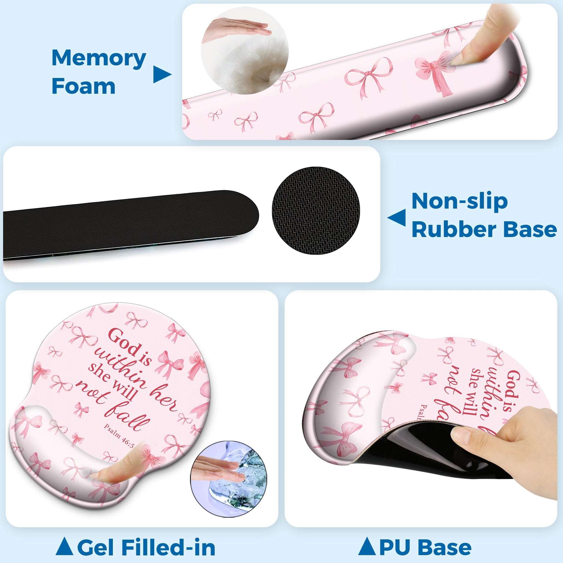Wiabsi Mouse Pad and Keyboard Wrist Rest Support,Ergonomic Mouse Pad Set