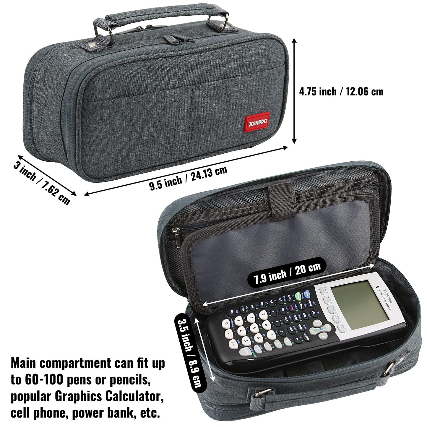JOINPRO Large Capacity Pencil Case, 4 Compartment Pen Pouch Organizer with Double Zipper, Storage